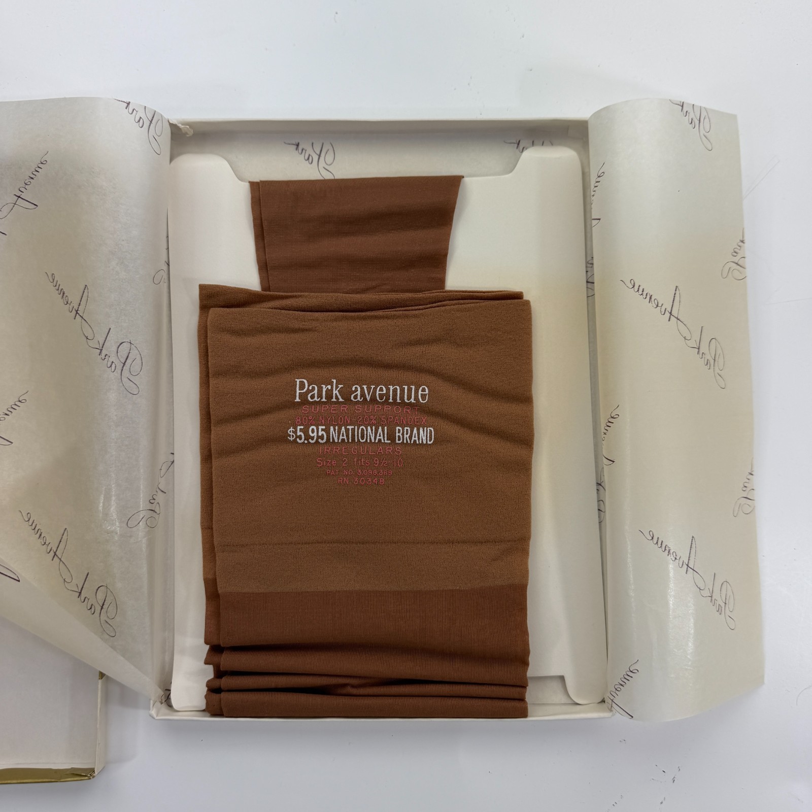Vintage Park Avenue Hosiery Thigh High Beige Support Hose Stocking 9½-10 Size 2