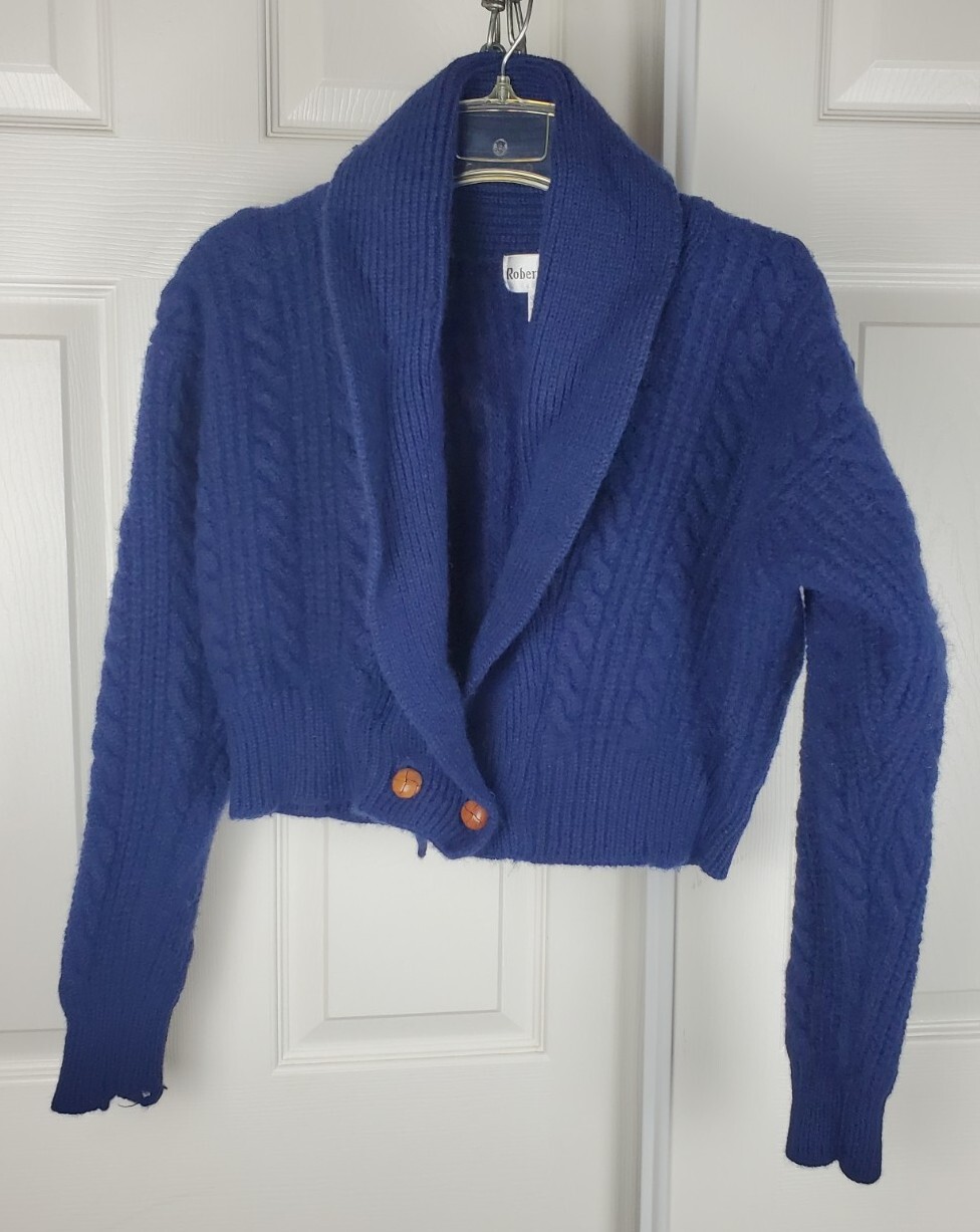 Vtg Robert Michael 2 Button Wool Sweater Women’s L (Moth Holes) Cardigan 1980’s