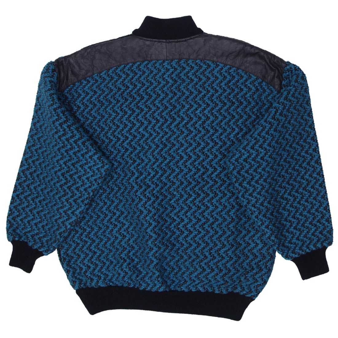 Vintage 80s Sweater Patchwork Leather Patterned Pullover KCOSA By Gabrielle