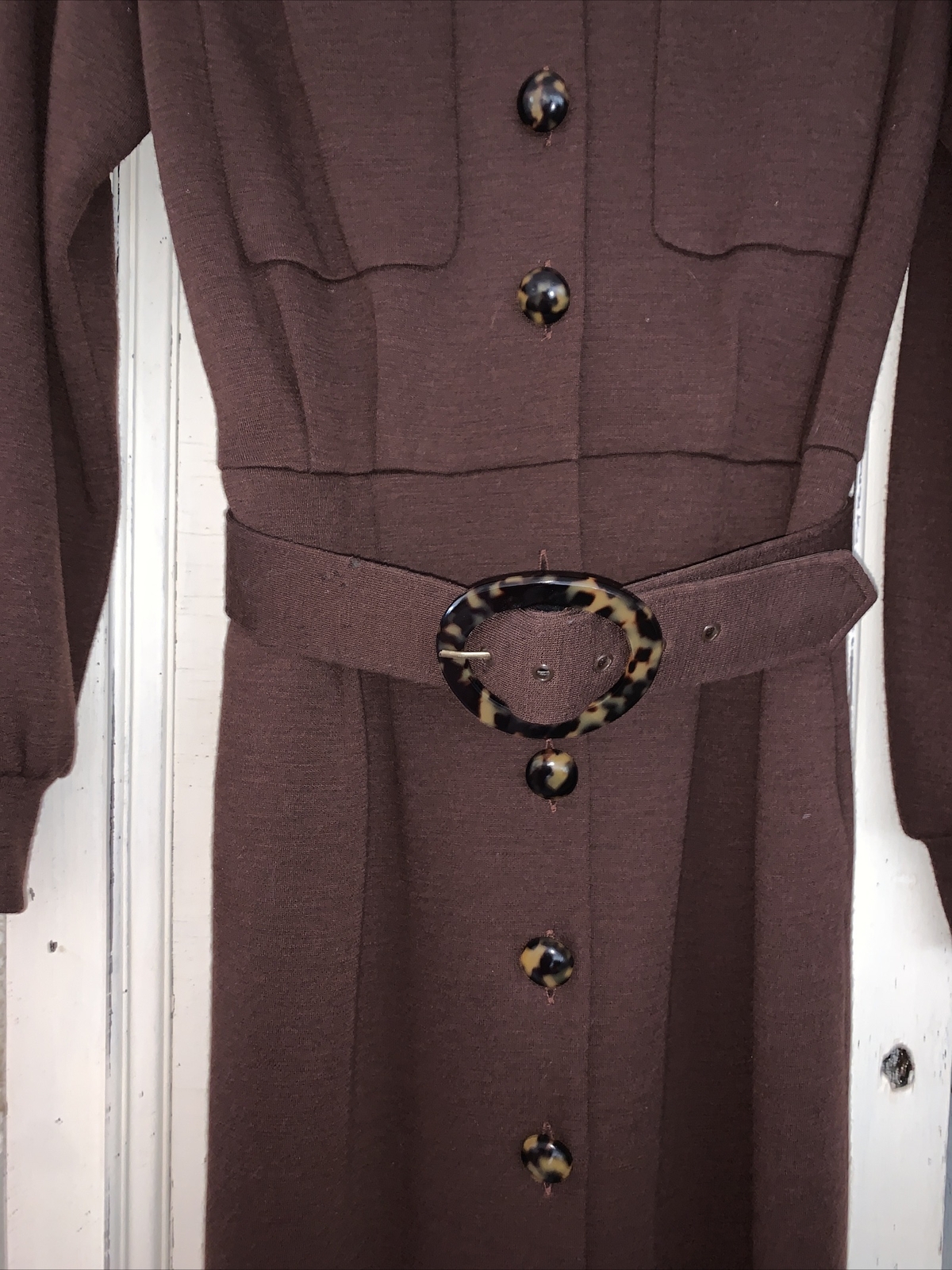 VTG Brooks Brothers Size 4 Virgin Wool Dress Brown Career Pockets Lined Belted