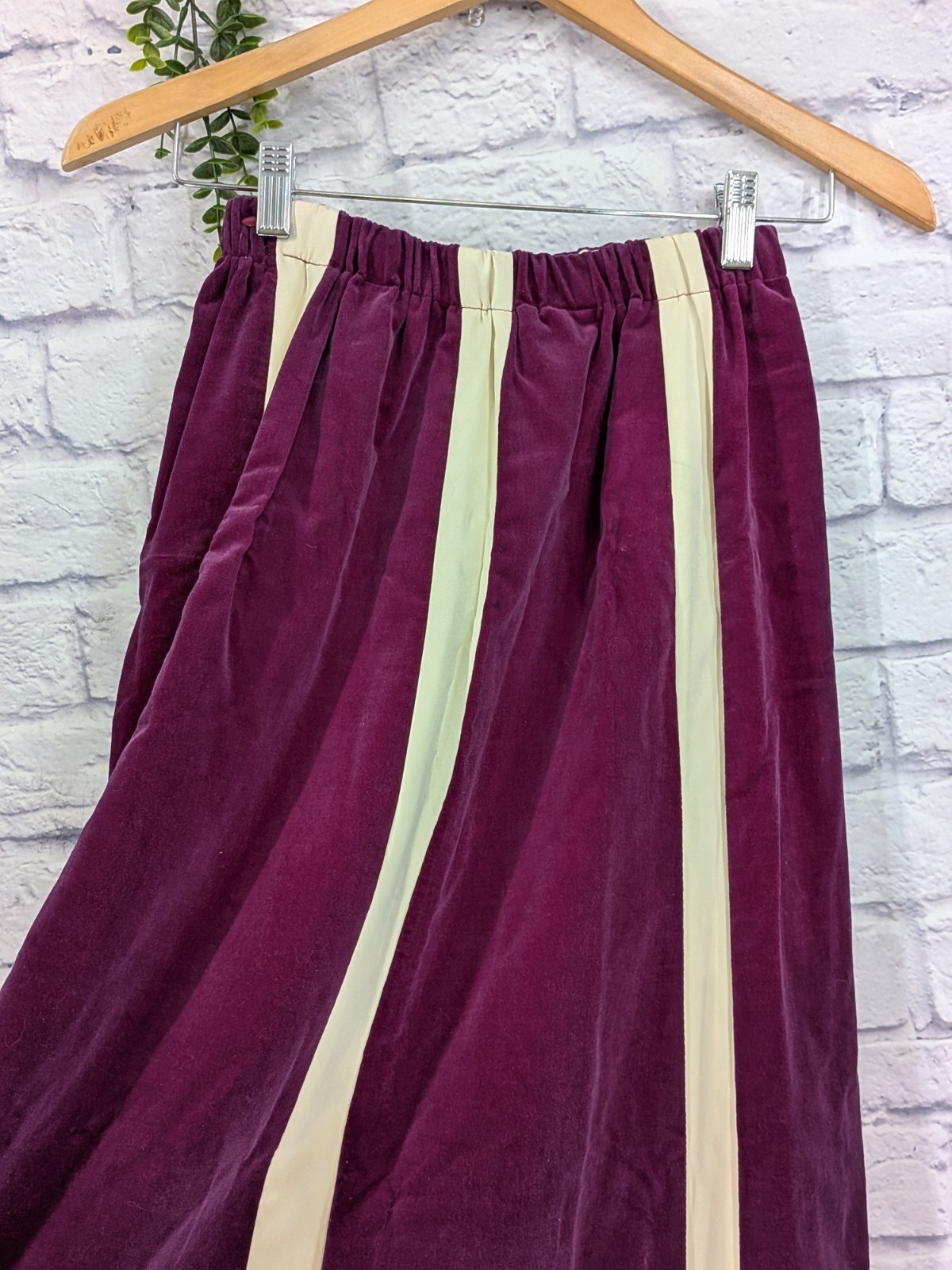 COLOR WOW😍Chessa Davis Vntg 70s Velvet Full Maxi Skirt Lace Lined Boho Made USA
