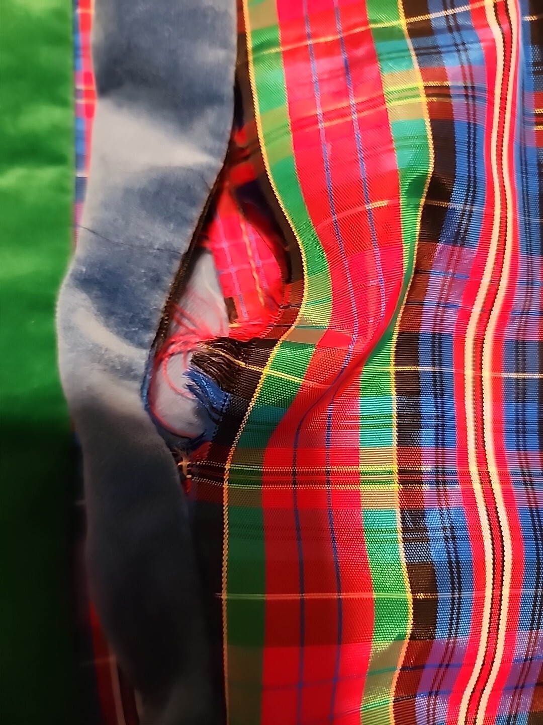 Vintage Mr. Hank USA Made Velvet Plaid Taffeta Green Red High Waist Skirt S