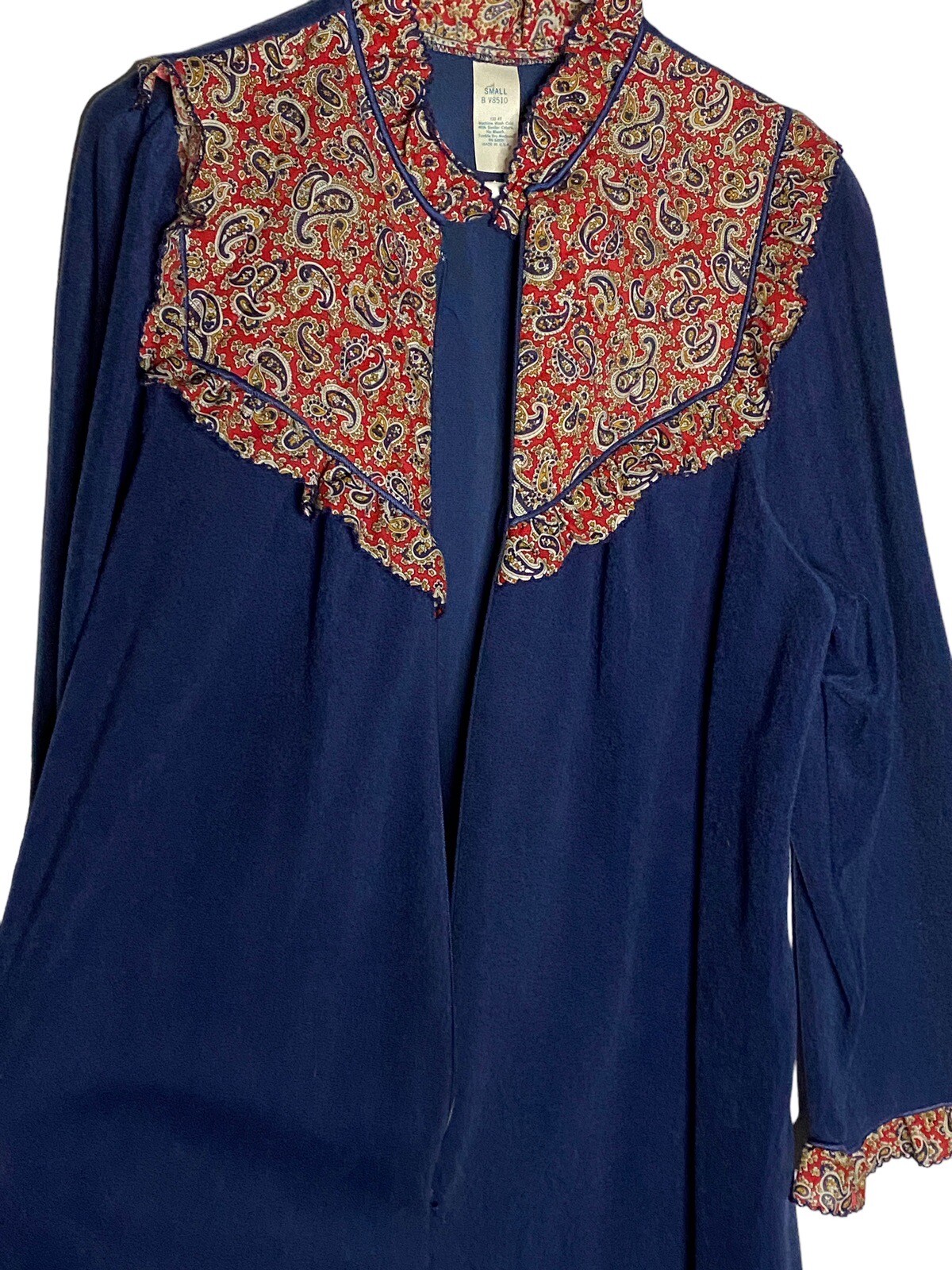 Vtg Nightgown Raymond Halpern Loungewear USA Vintage Paisley 1970s 70s