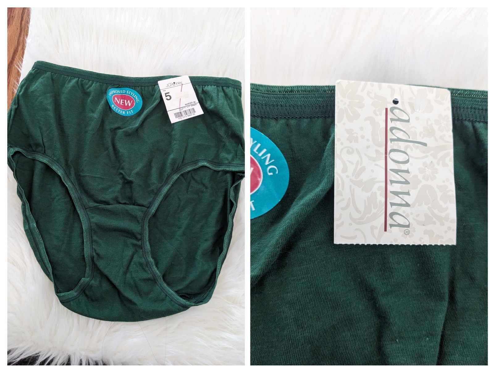 Vintage JCPenney Adonna Cotton hunter green brief panties high rise USA 5