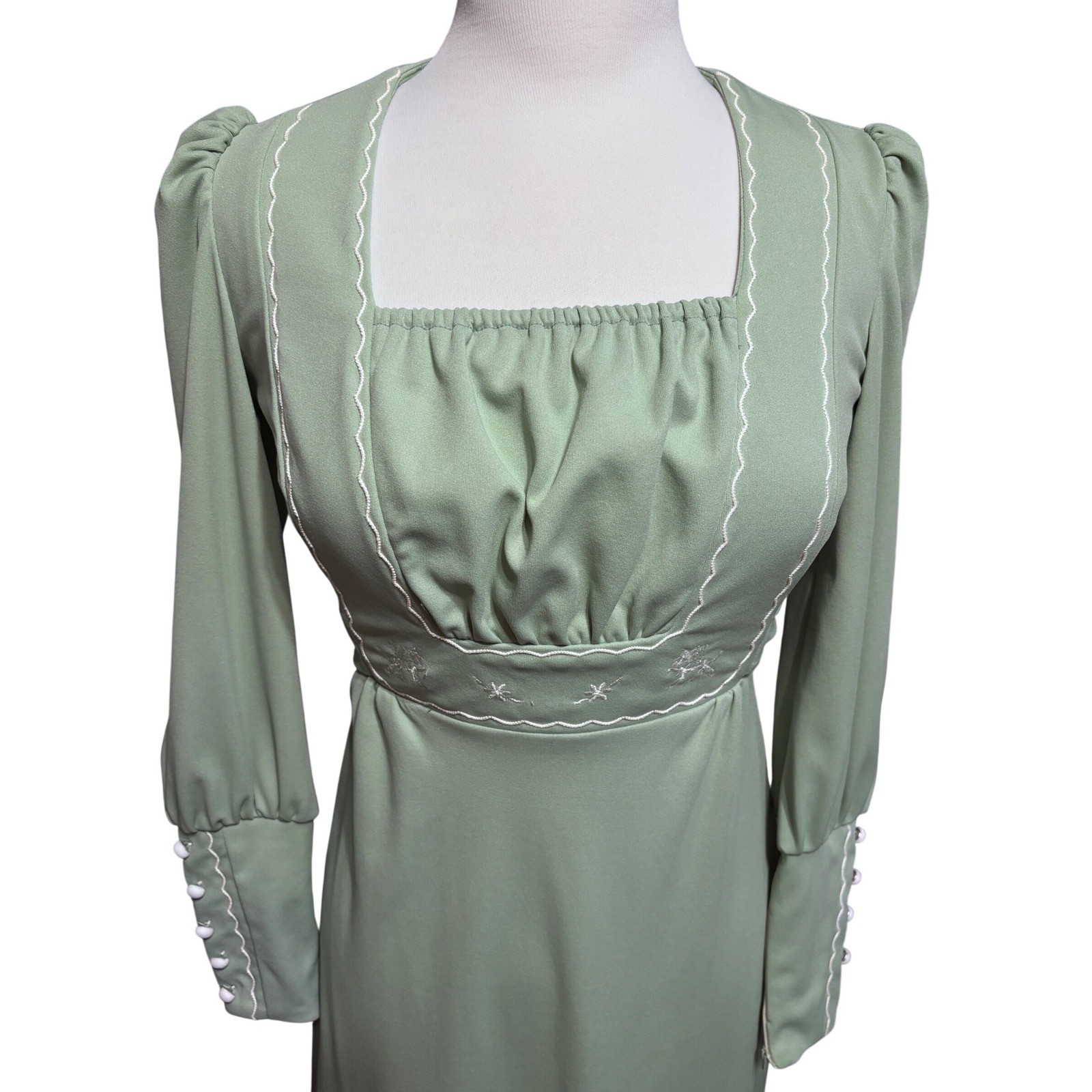 Mikey Jrs Maxi Dress Womens Sage Green Excellent Vintage Prairie Cottagecore