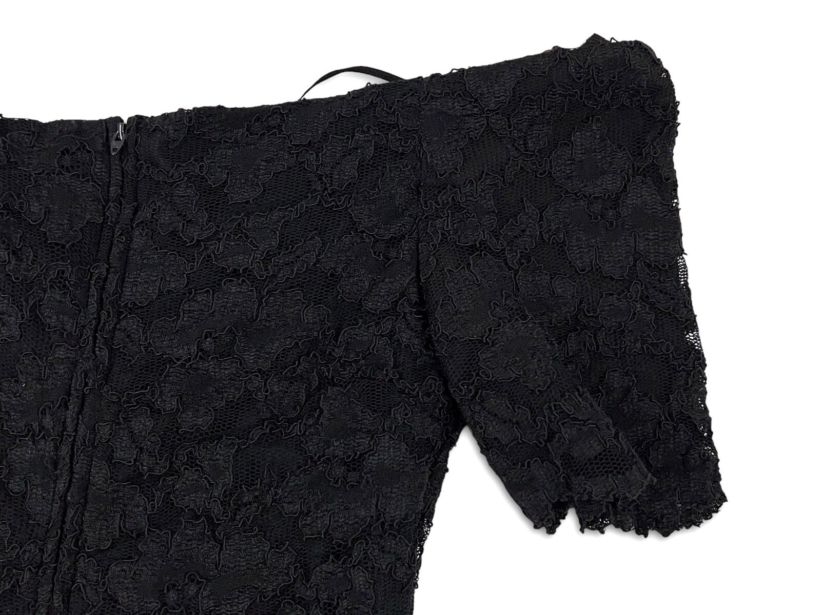 Vintage Black Lace Off Shoulder Peplum Sheath Dress LBD Nite Scarlett