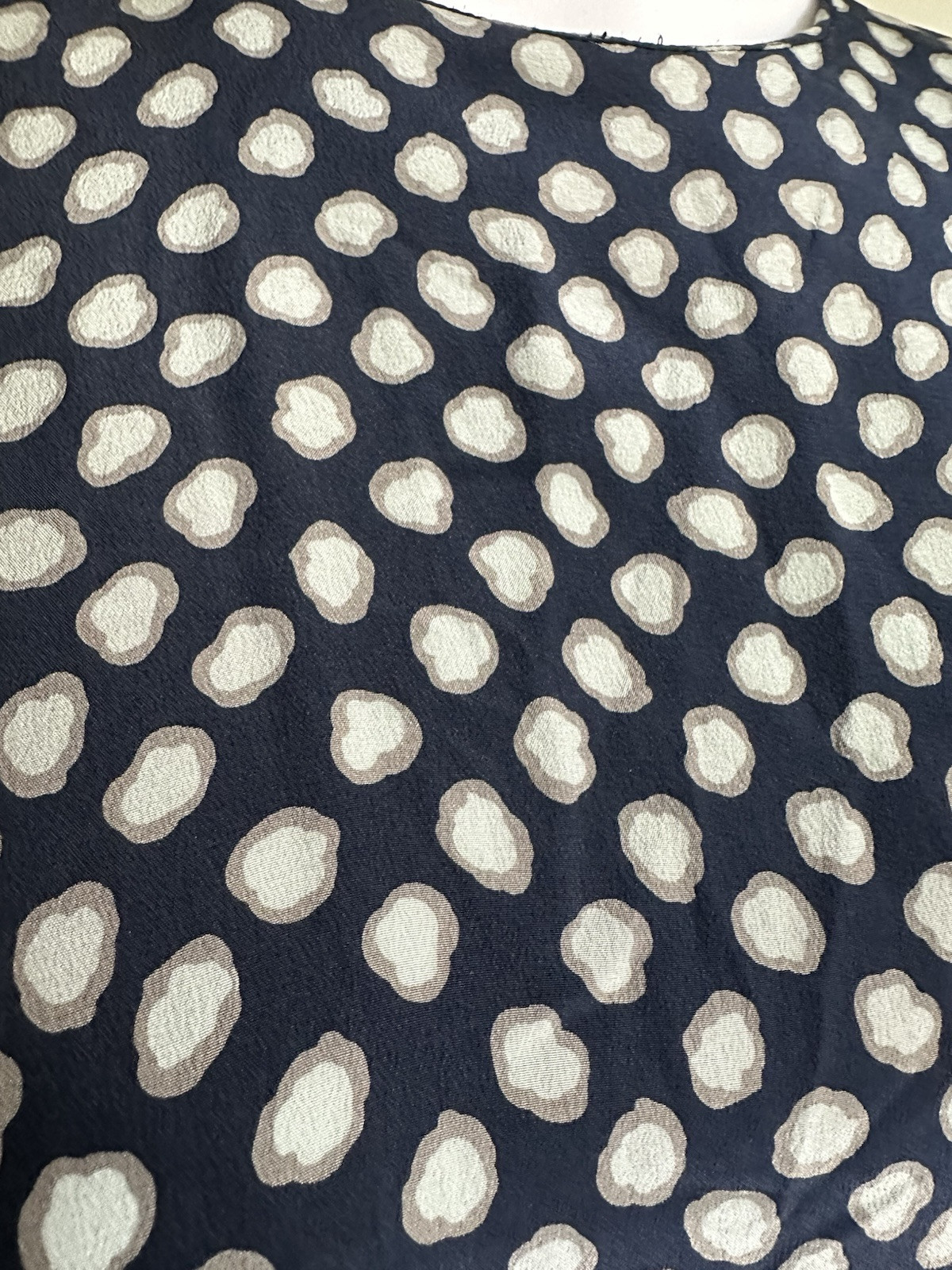 Vintage 80s Navy Silk Dress Top Stitch Pleated Tailored Midi Sz 8