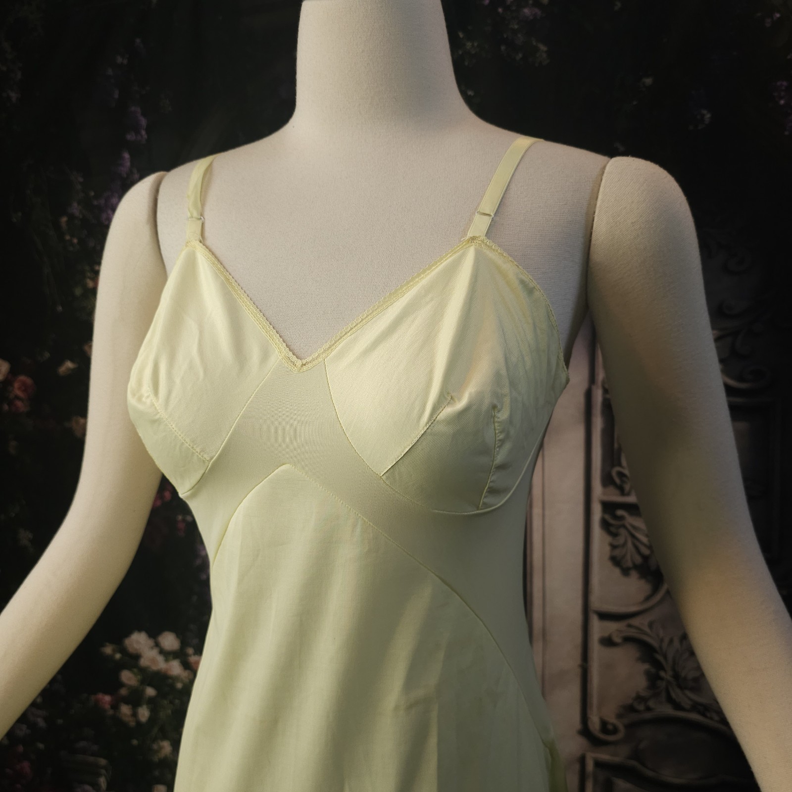 Vintage 1960s Buttercup Yellow Mini Slip Dress Lingerie Nightgown By Gaymode