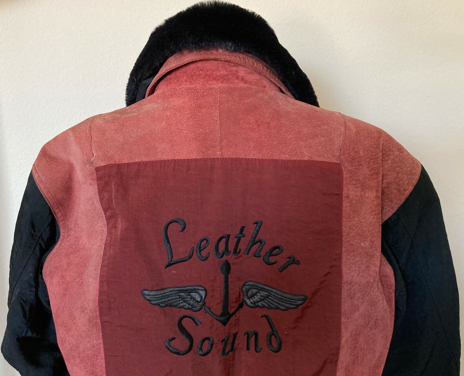 VINTAGE women’s LS original LEATHER SOUND leather jacket coat M WINE RED 90s