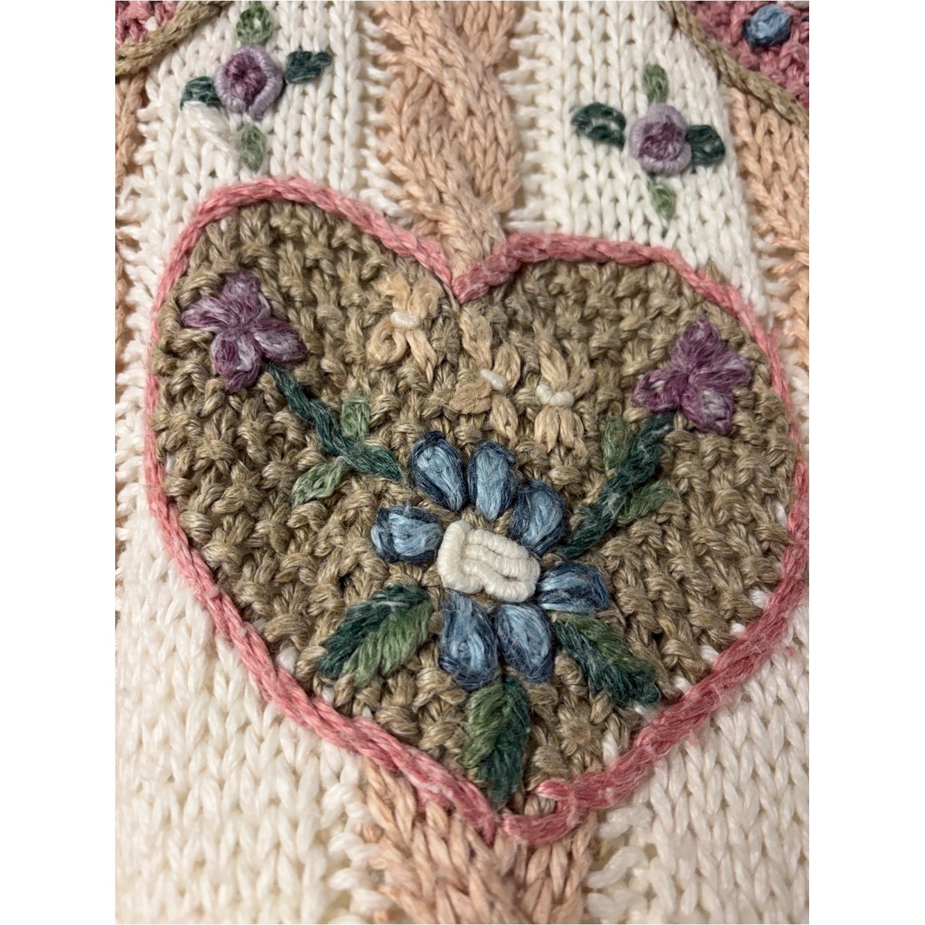Beldoch Popper Vintage Oversized Grannycore Heart Sweater Size Small