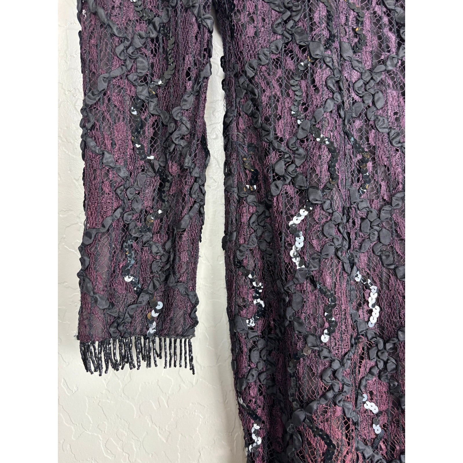 Shuet Young HW Collections Lace Sequin Beaded Dress Purple Black 9-10 2406