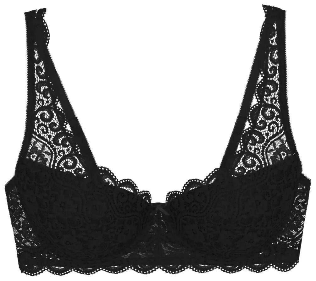 Triumph Womens Amourette Wired Padded Lace Bra – Black