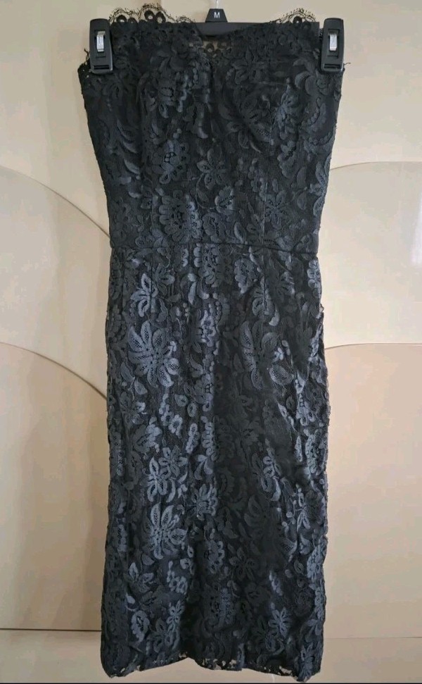 Vintage Edward Abbott Wilson Folmar Black Lace Strapless Dress, Elegant Cocktail