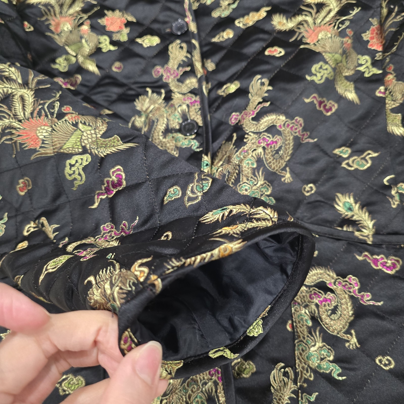 Vintage 90s Uniform John Paul Richard Quilted Dragon Phoenix Jacket Brocade M