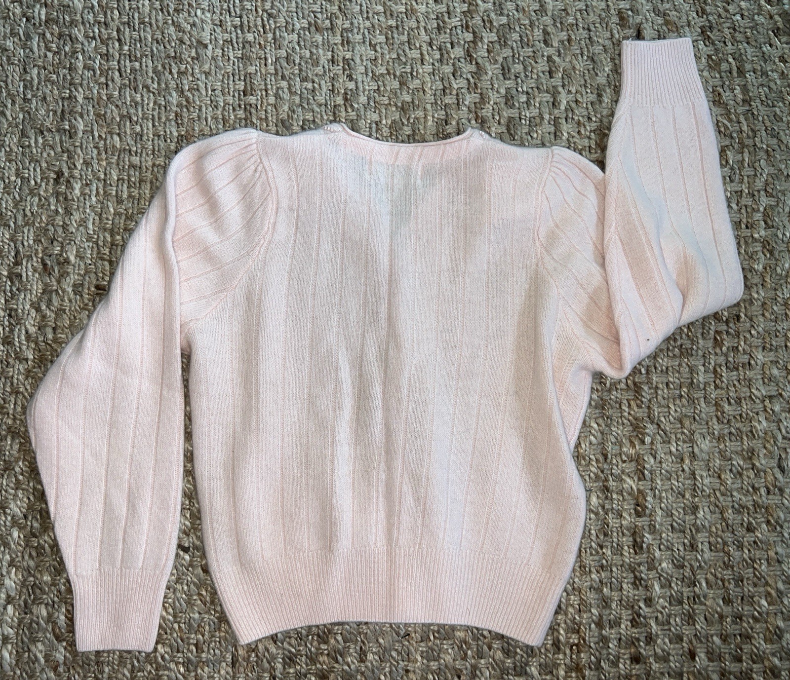 CASUAL CORNER 80’s Vintage 90s Angora Pearls Lambswool Cardigan Sweater M Pink