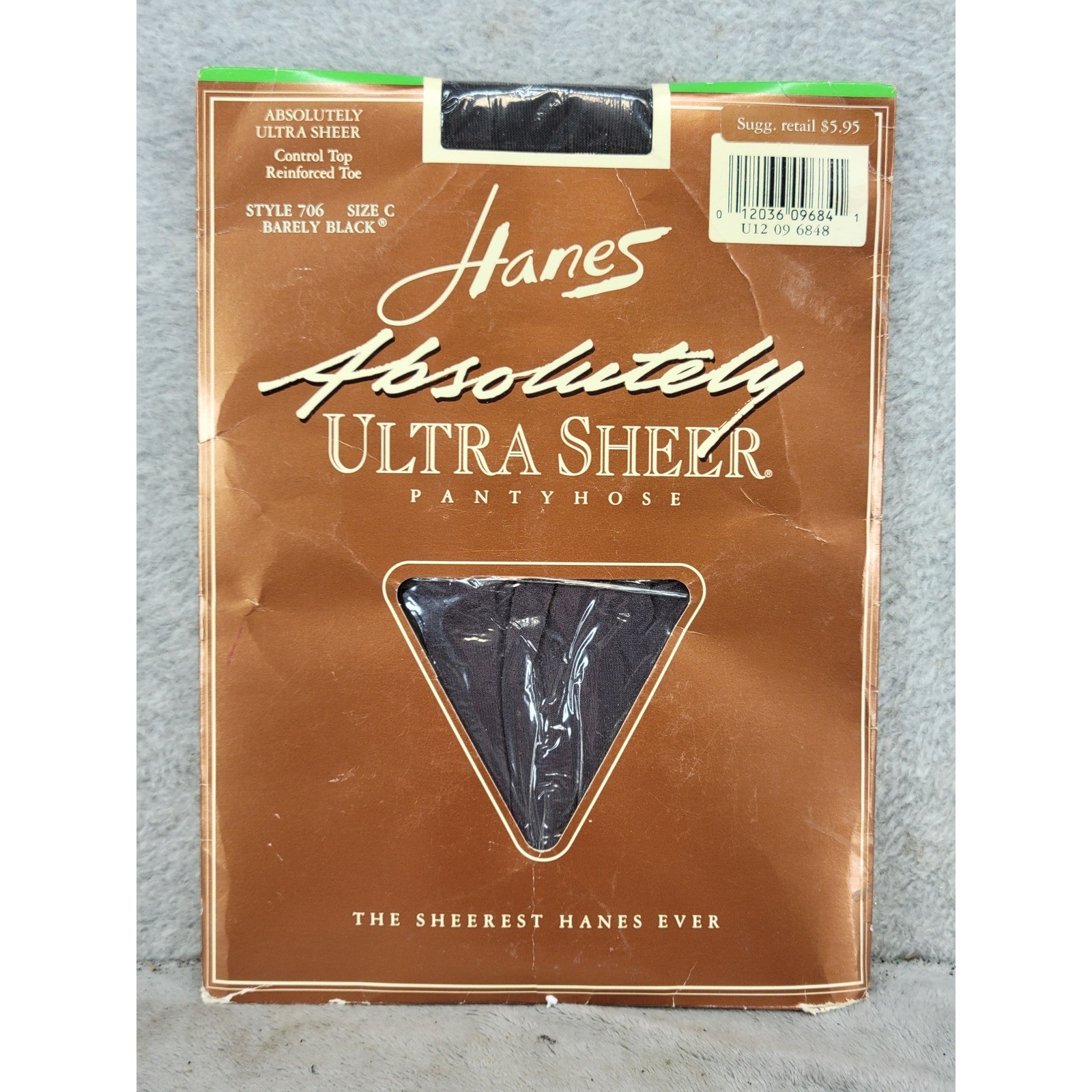 Hanes Absolutely Ultra Sheer Pantyhose Style 706 Size C Barely Black Vintage