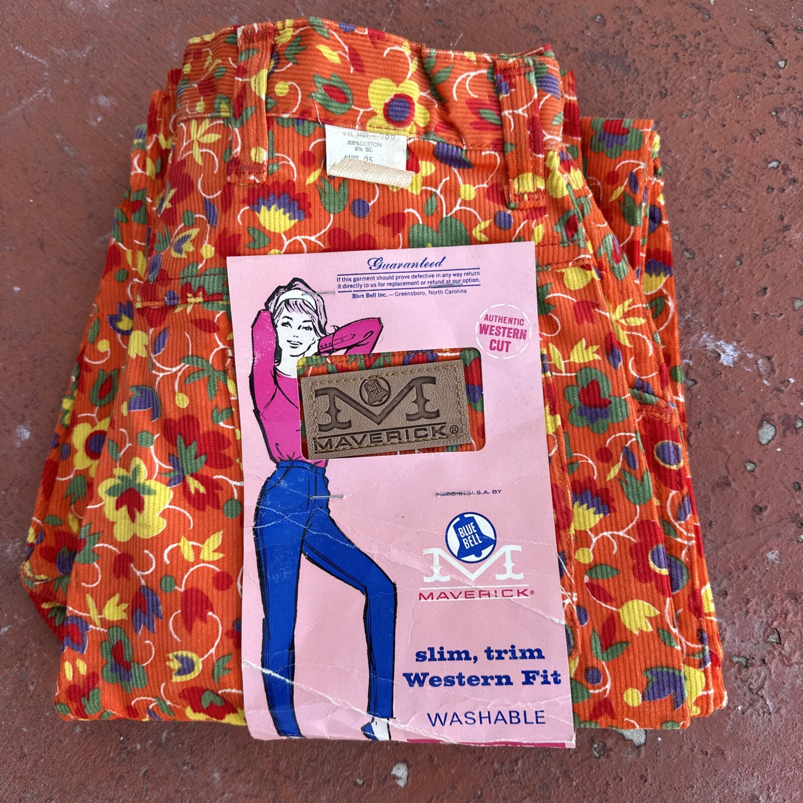 VTG NOS ‘70s Maverick Blue Bell Corduroy Hippie Mod Girls size 12 deadstock Tags