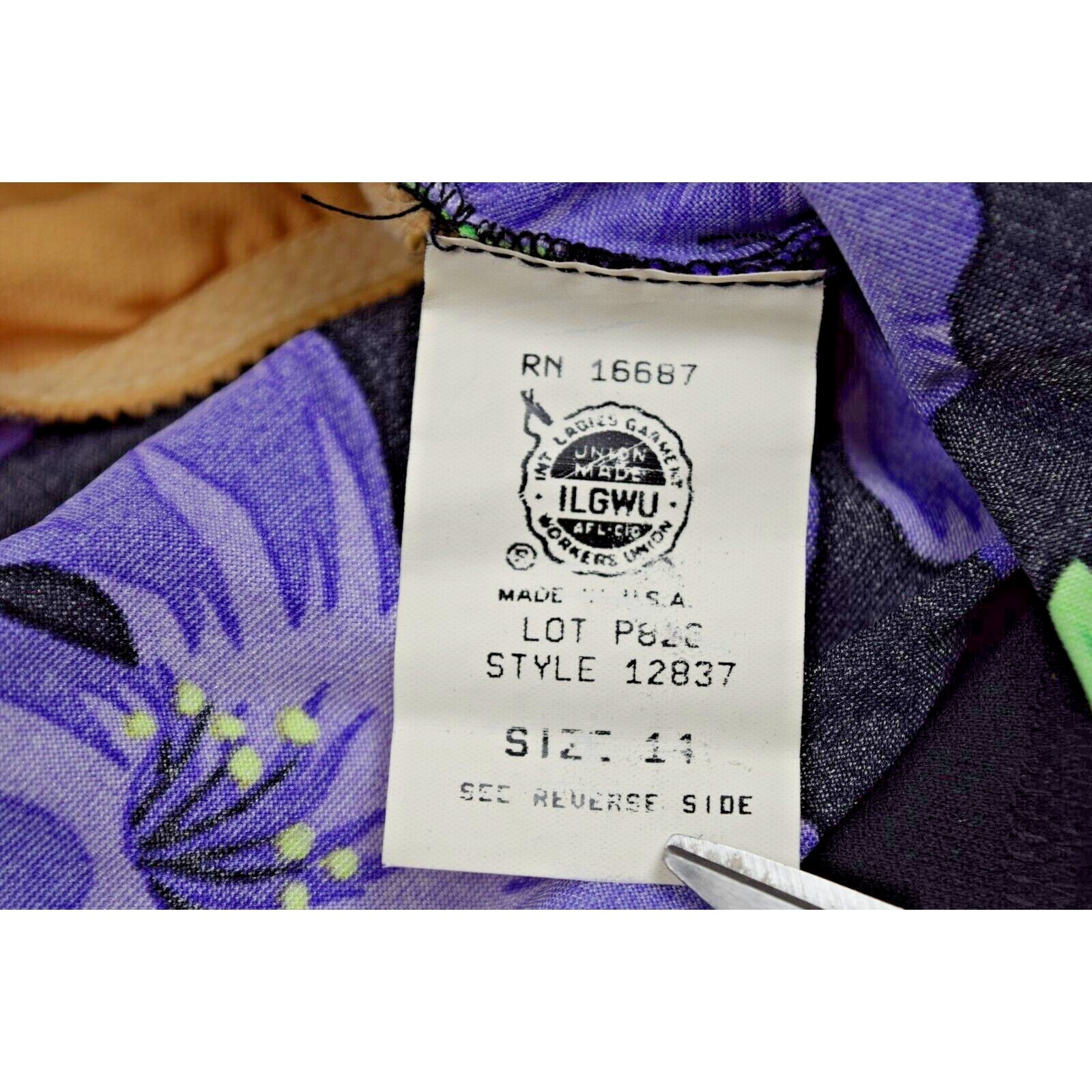 Vintage Swimsuit Size 14 S/M 80s Bright Iris Purple Green Black Skirt Stretchy