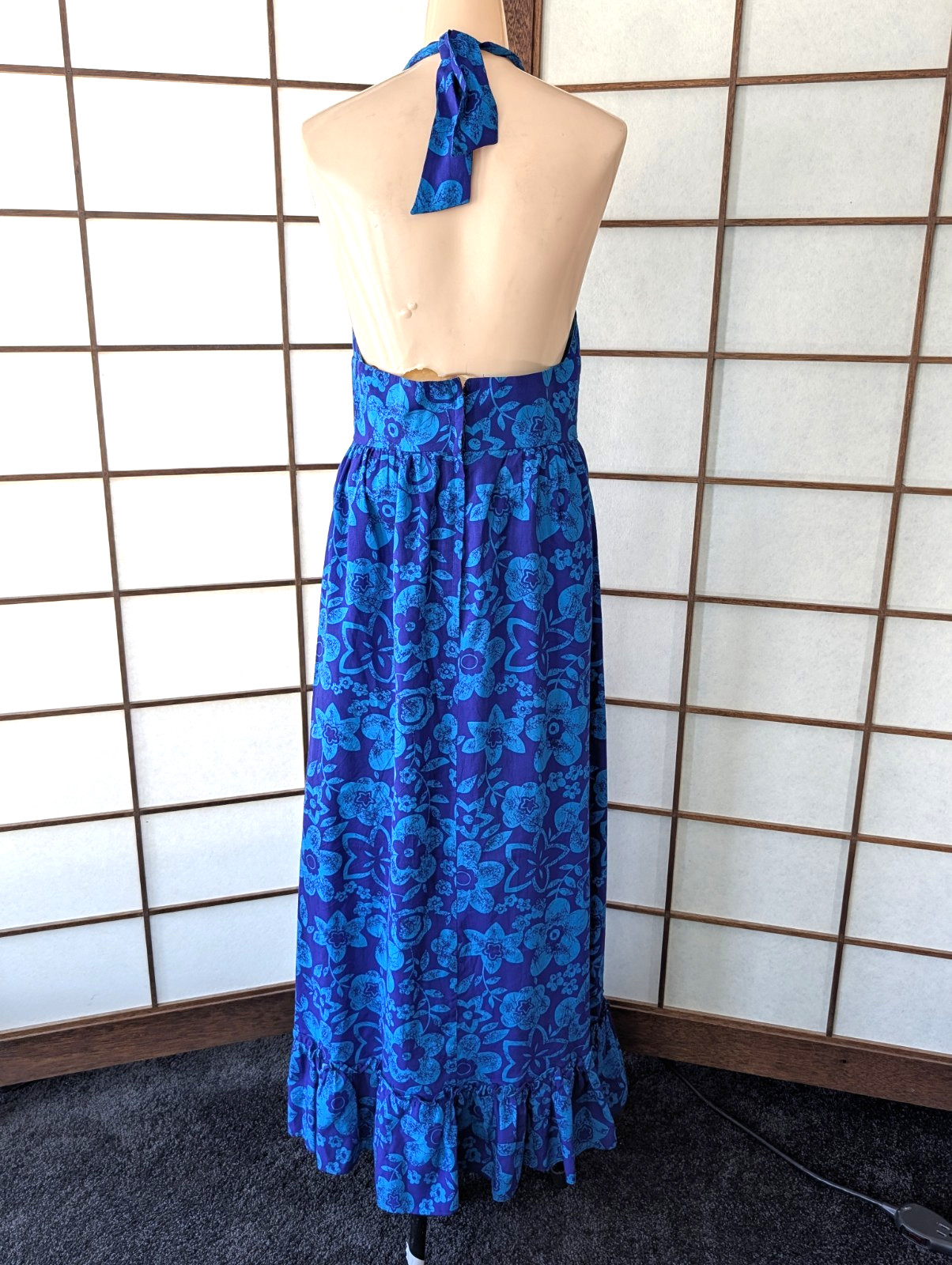 Vintage Beach Party ’60S ’70S Halter Maxi Dress S/M Hawaiian Print