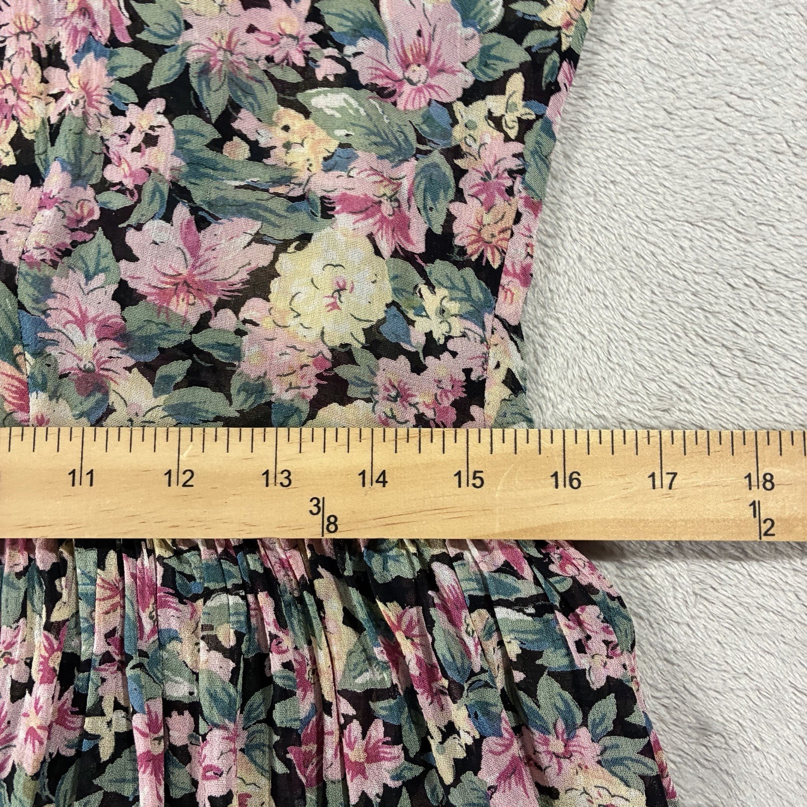VTG 90s Nostalgia Sheer Floral Short Sleeve Button Up Maxi Dress Womens M Grunge