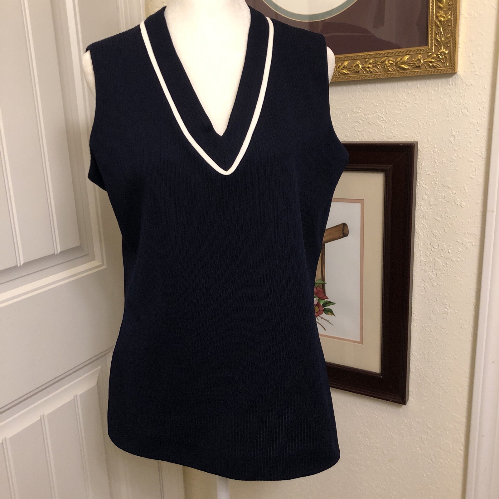 VTG Butte Knit 2 Piece Navy /white Jacket & Top 80’s Patriotic Medium