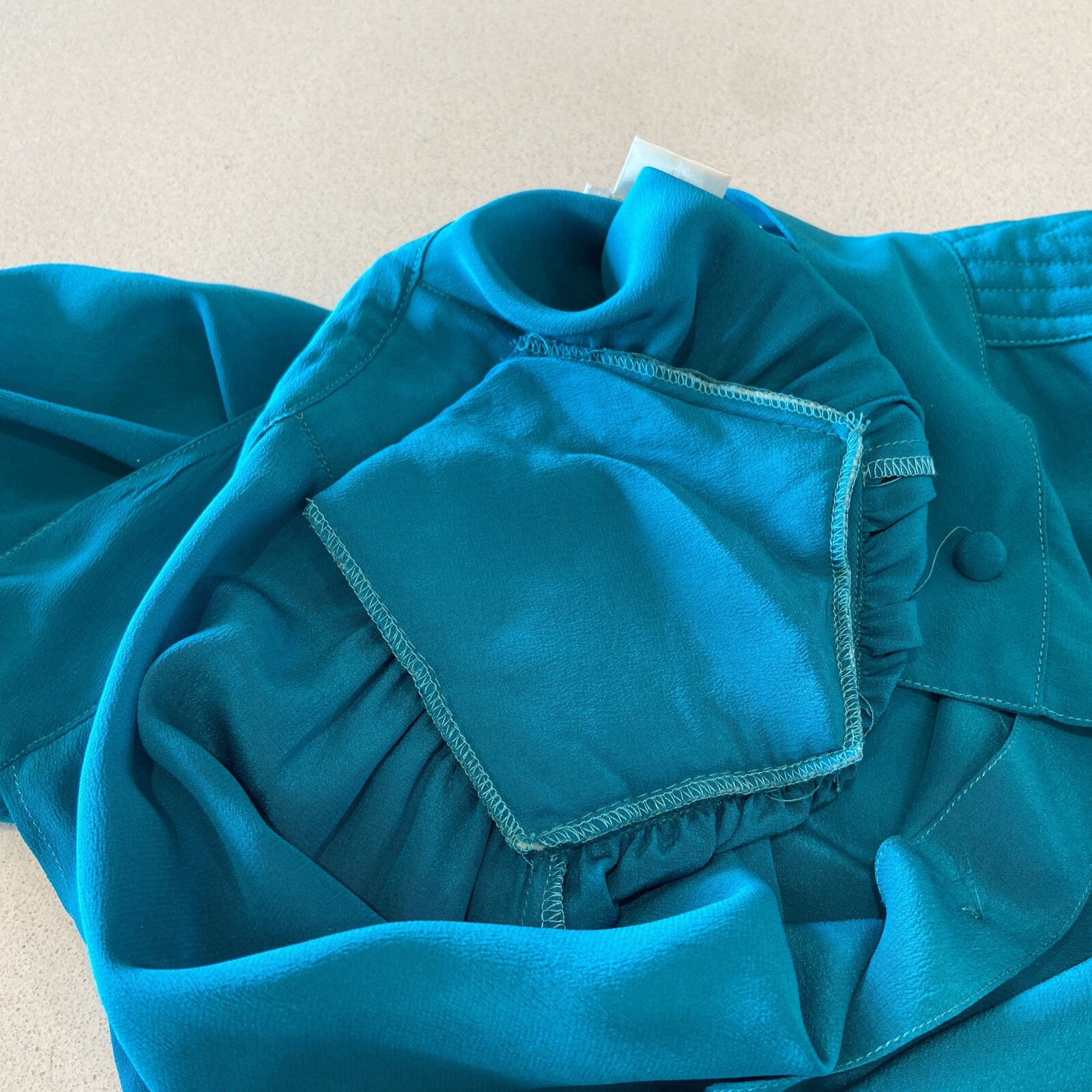 Vintage Pierre Cardin dark turquoise silk dress, circa 1980s, Sz8