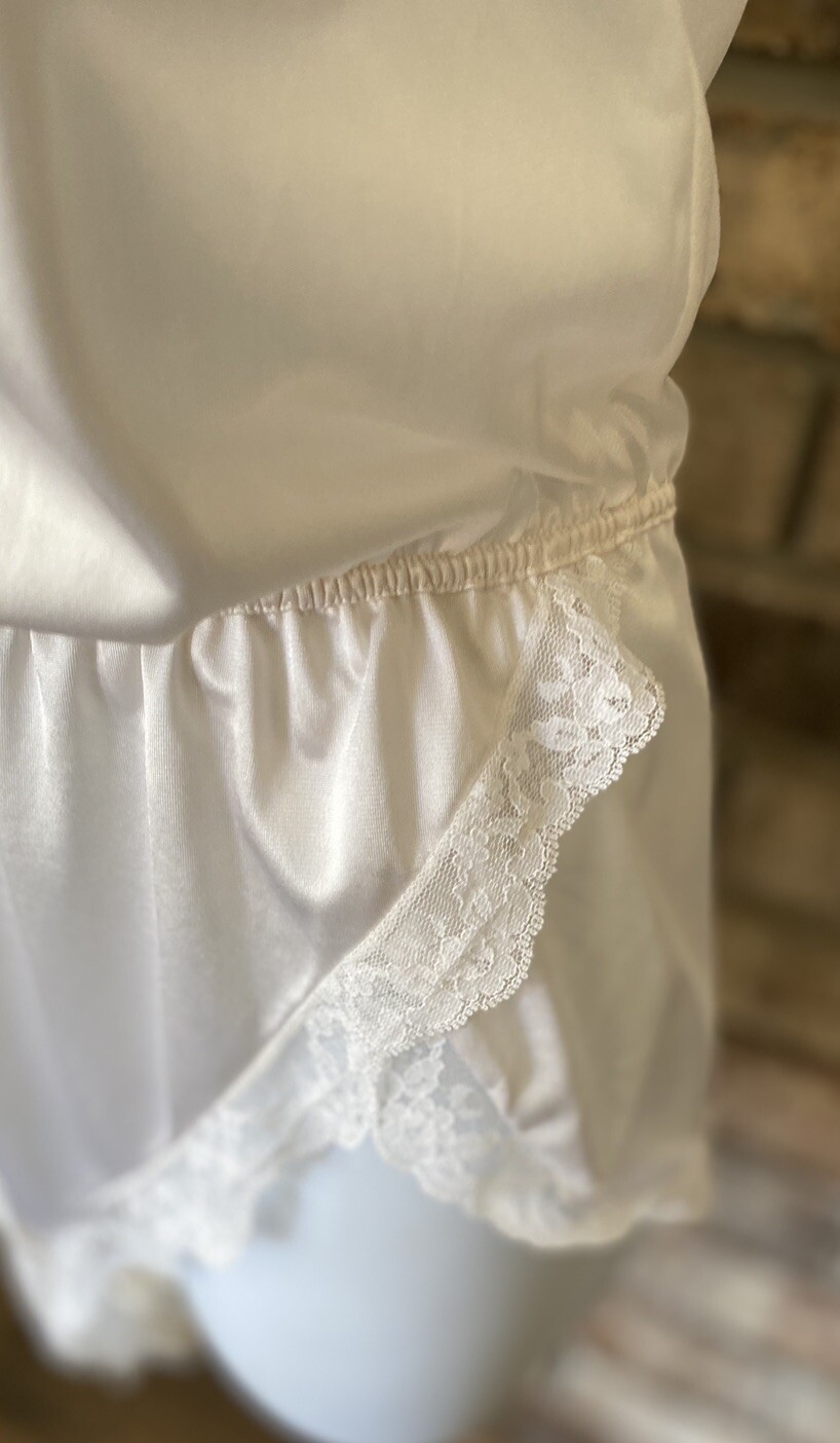 Vintage Nylon w/ Lace Lightest Pink Teddy Lingerie By Glydons Medium