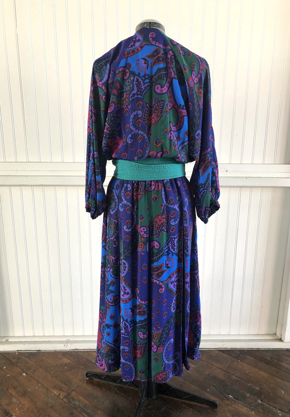 Vintage Georgette 80’s Diane Freis Jewel Toned Floral Paisley Boho Dress
