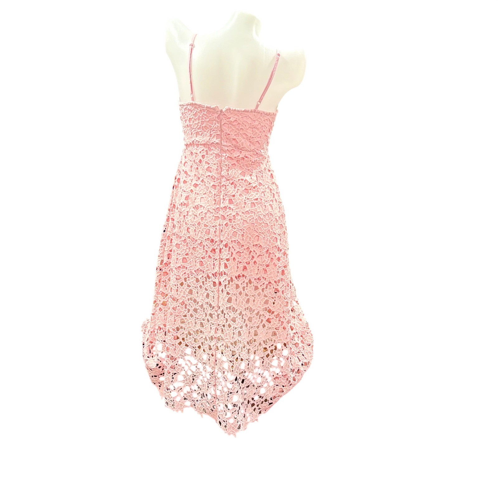Autumn Wedding Guest Dress Lace Midi Fit Flare Cami Blush Pink ASTR the Label Sm
