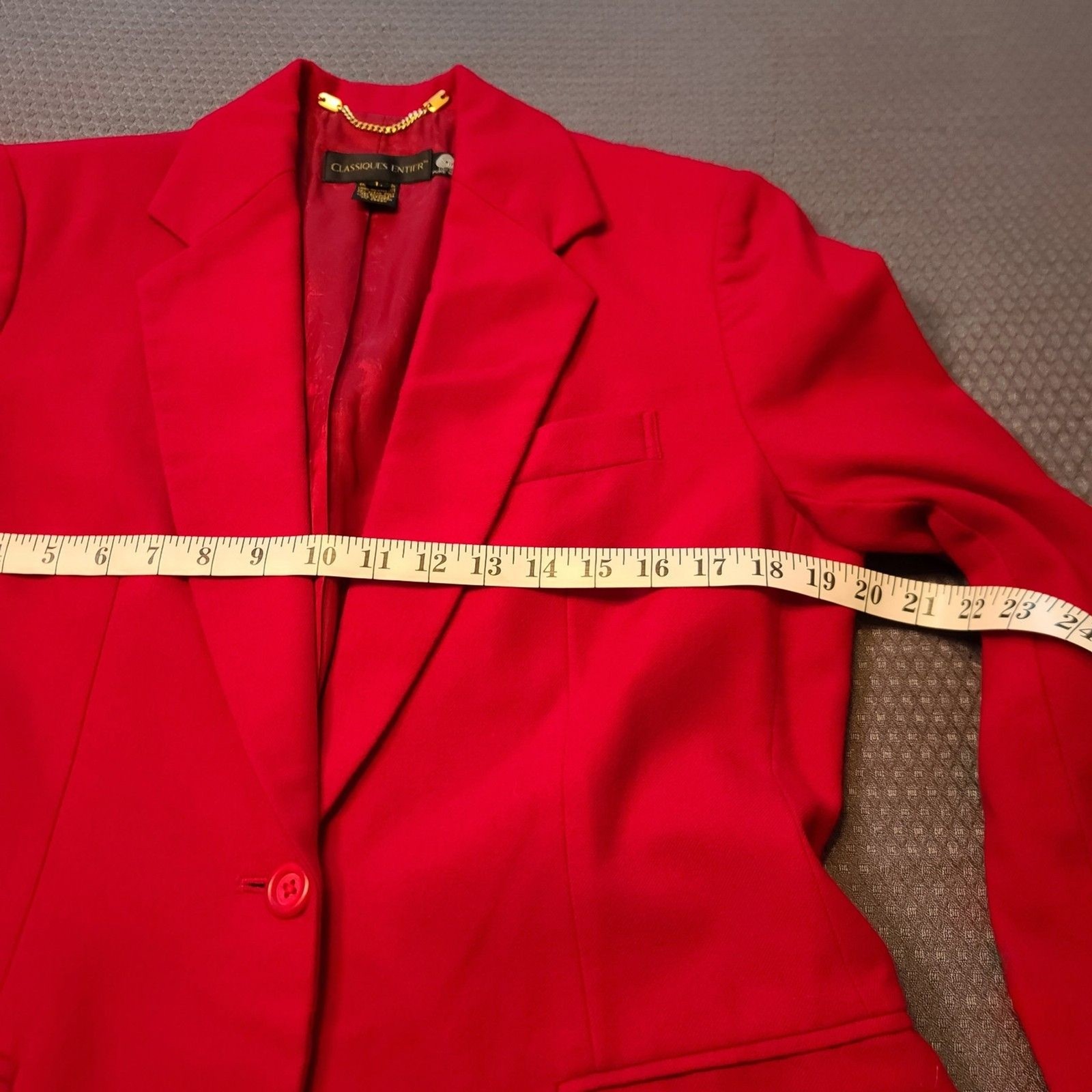 Vintage Classiques Entier Red 100% Pure Wool Pocket Blazer Size L Made in Japan