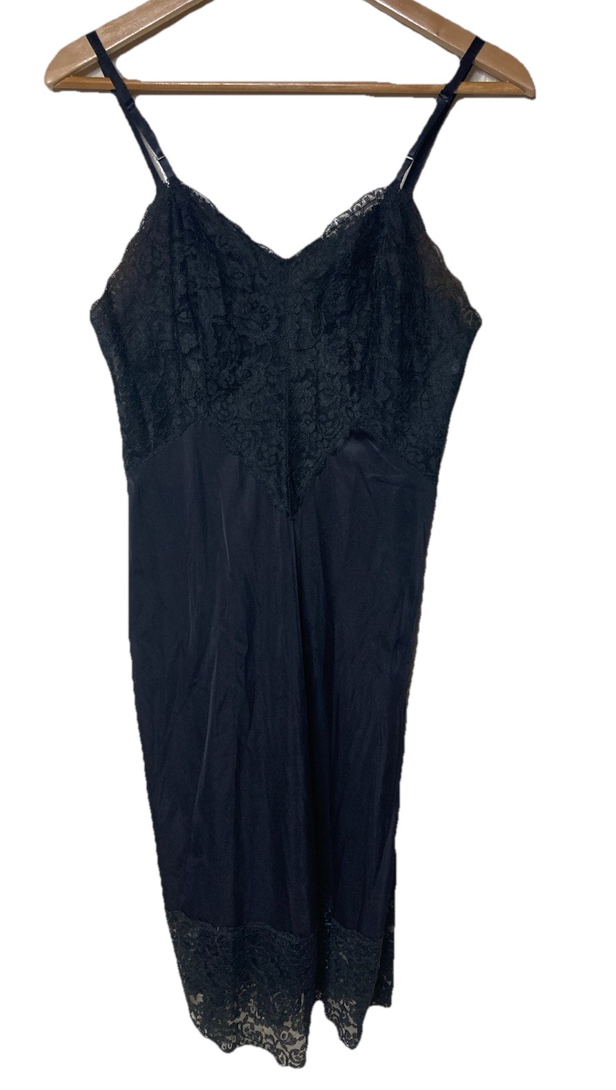 Vanity Fair Lace Nightgown Slip Size 36 Tricot All Nylon Lingerie Silky