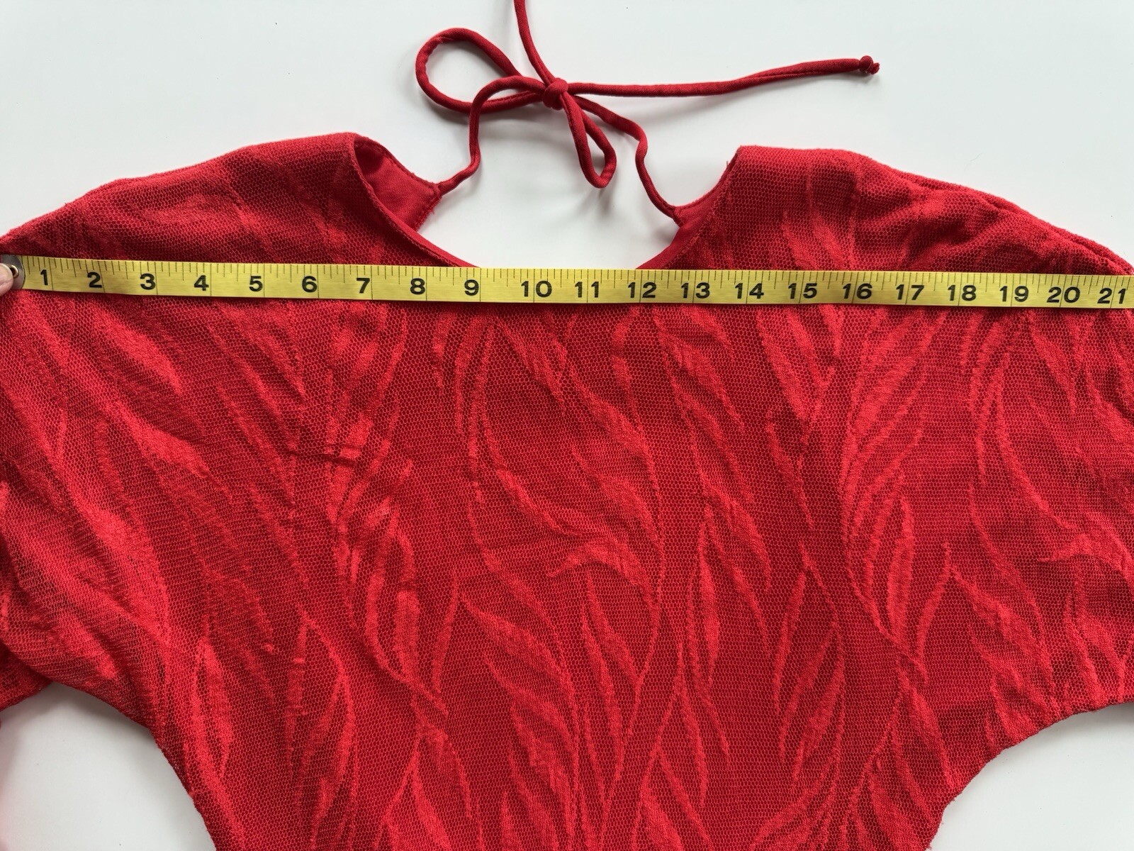 Vintage 80s Climax Karen Okada David Howard Red Lace Mermaid Keyhole Dress FLAWS