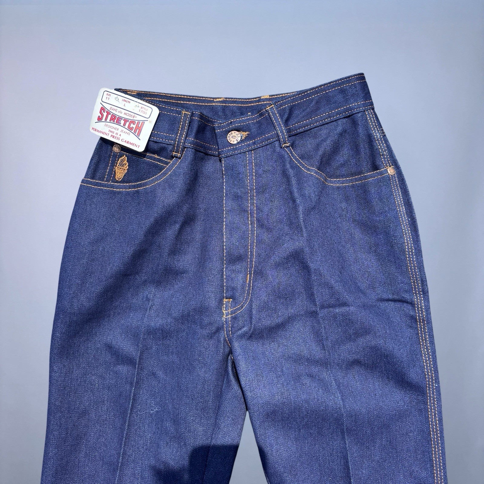 Deadstock Vintage 70s 80s High Waisted Dark Wash Stretch Jeans