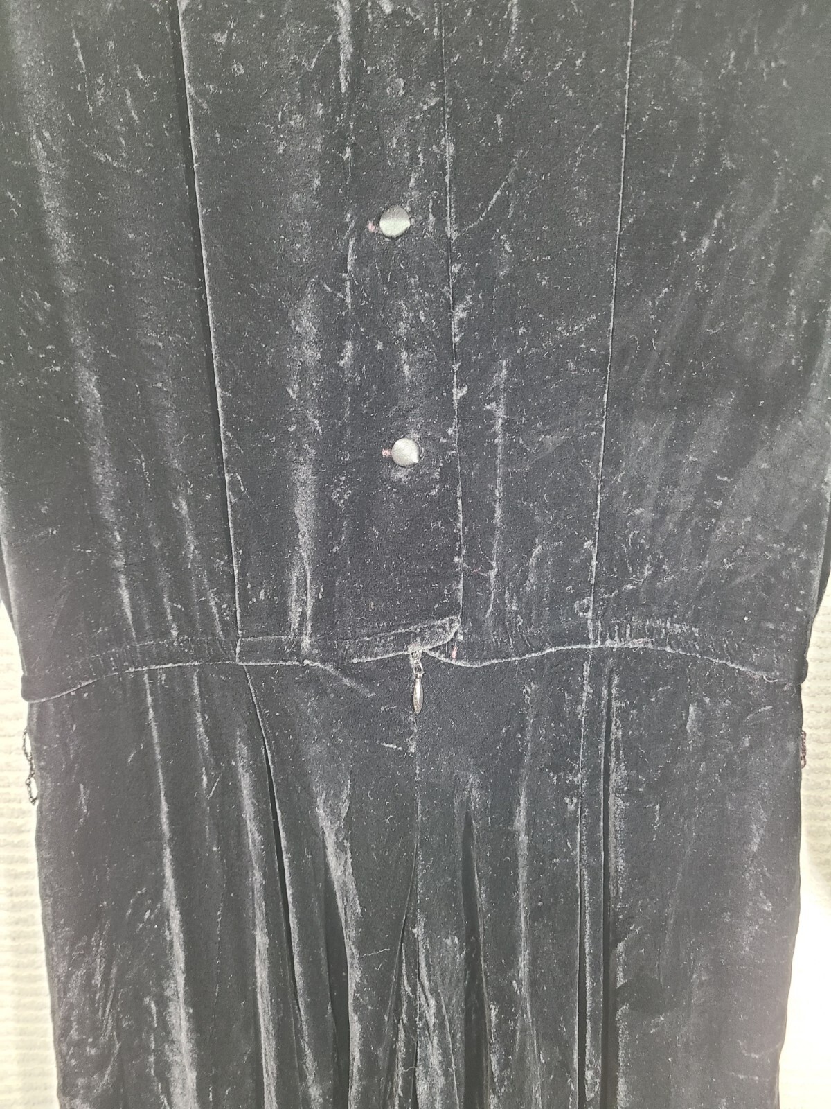 Vtg 90s Velvet Bias Dress Black Silk Rayon Velour Drapey Skirt Button Back 8 M