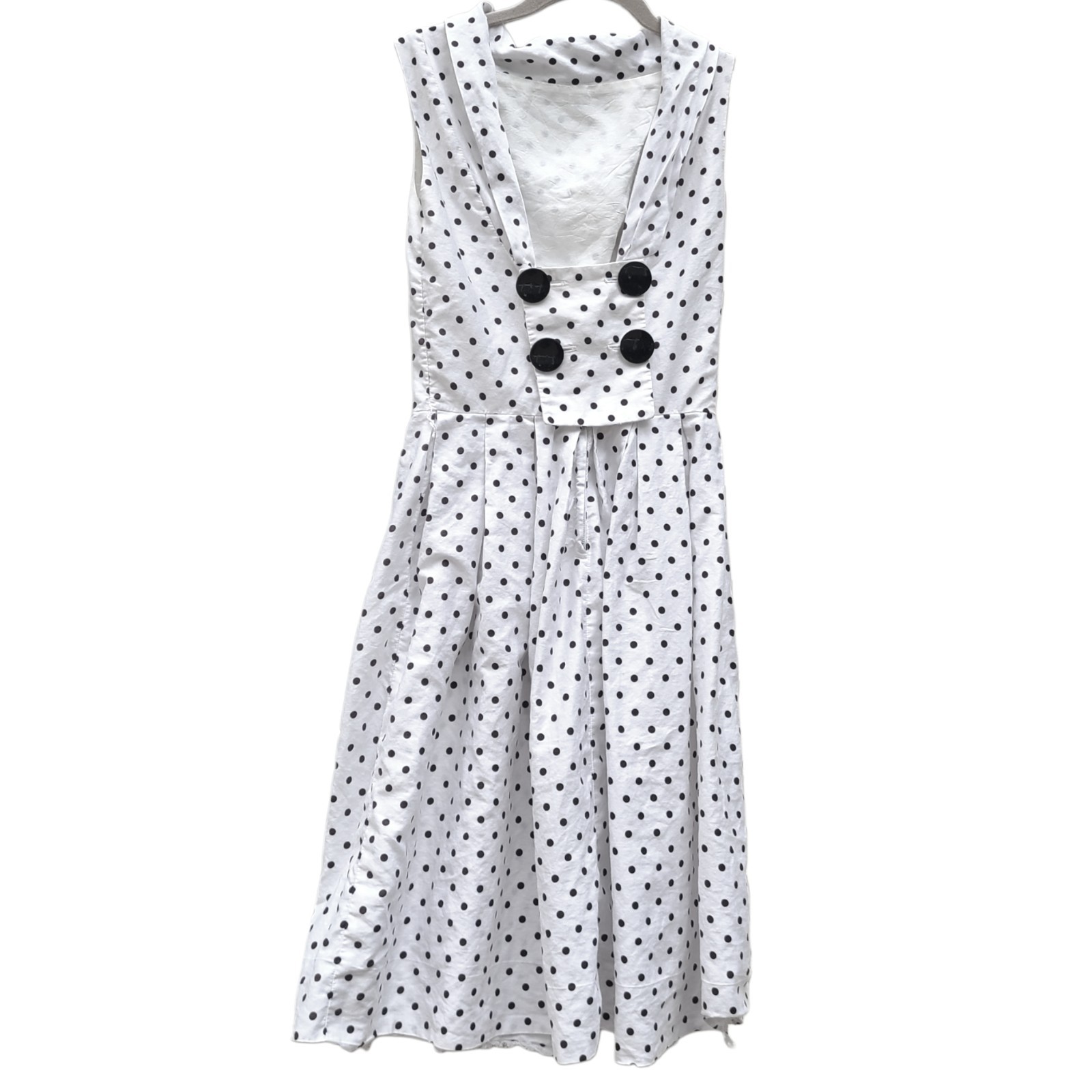 Julie Miller Vintage 60s MOD Polka Dot Dress Black White 1960s Sleeveless