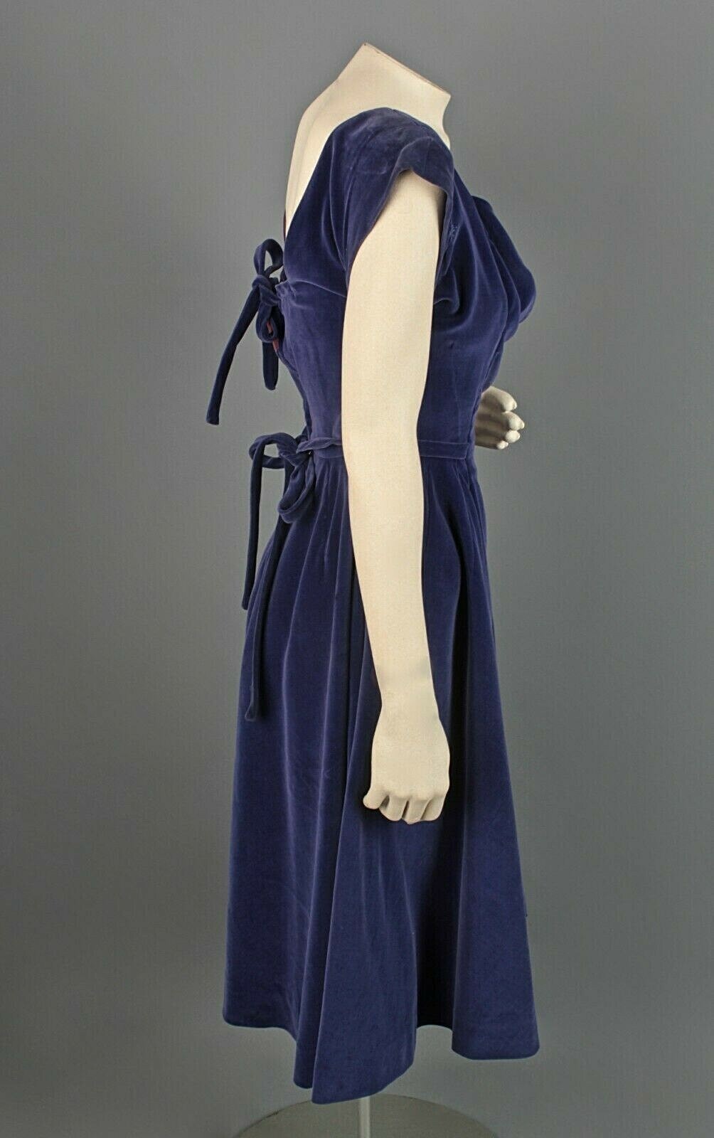 VTG Women’s 50s Purple Velvet Cocktail Dress Sz XS 1950s