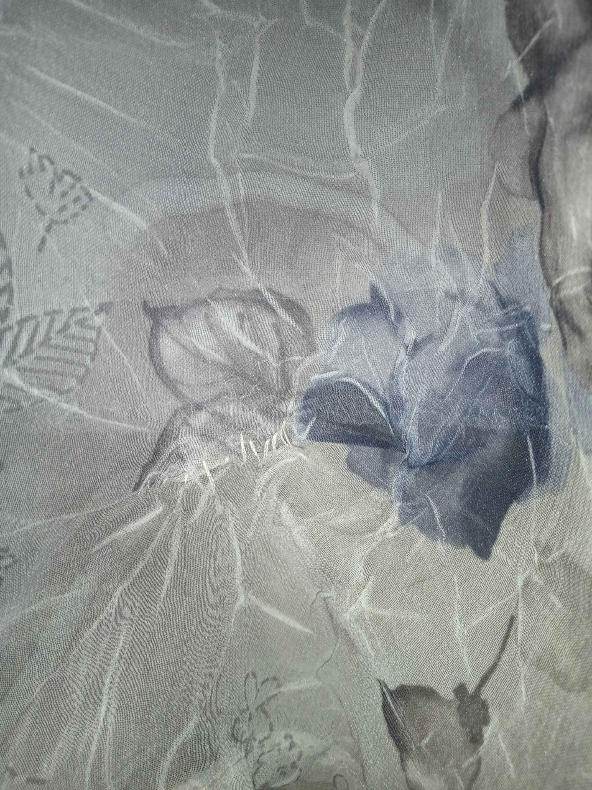 Vintage Grey and Blue Hazy Flower Dress – 90s, Medium