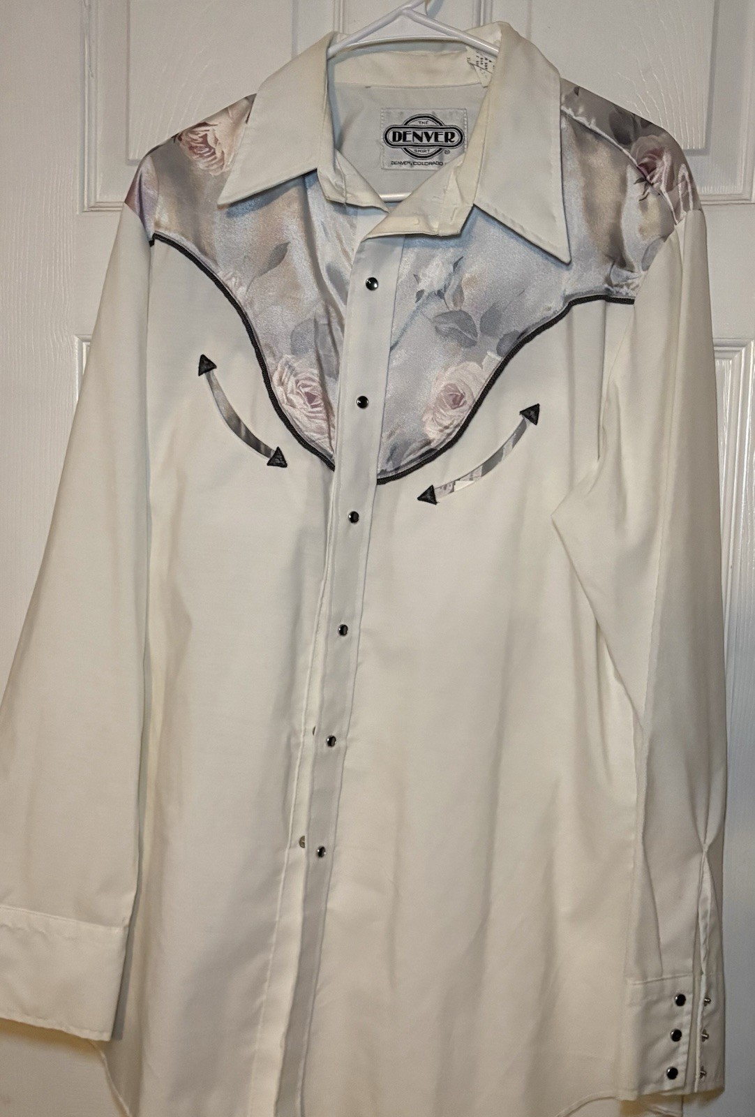 Vtg Prior Womans Westerns Denver Pearl Snap Button Up Shirt White Size XL