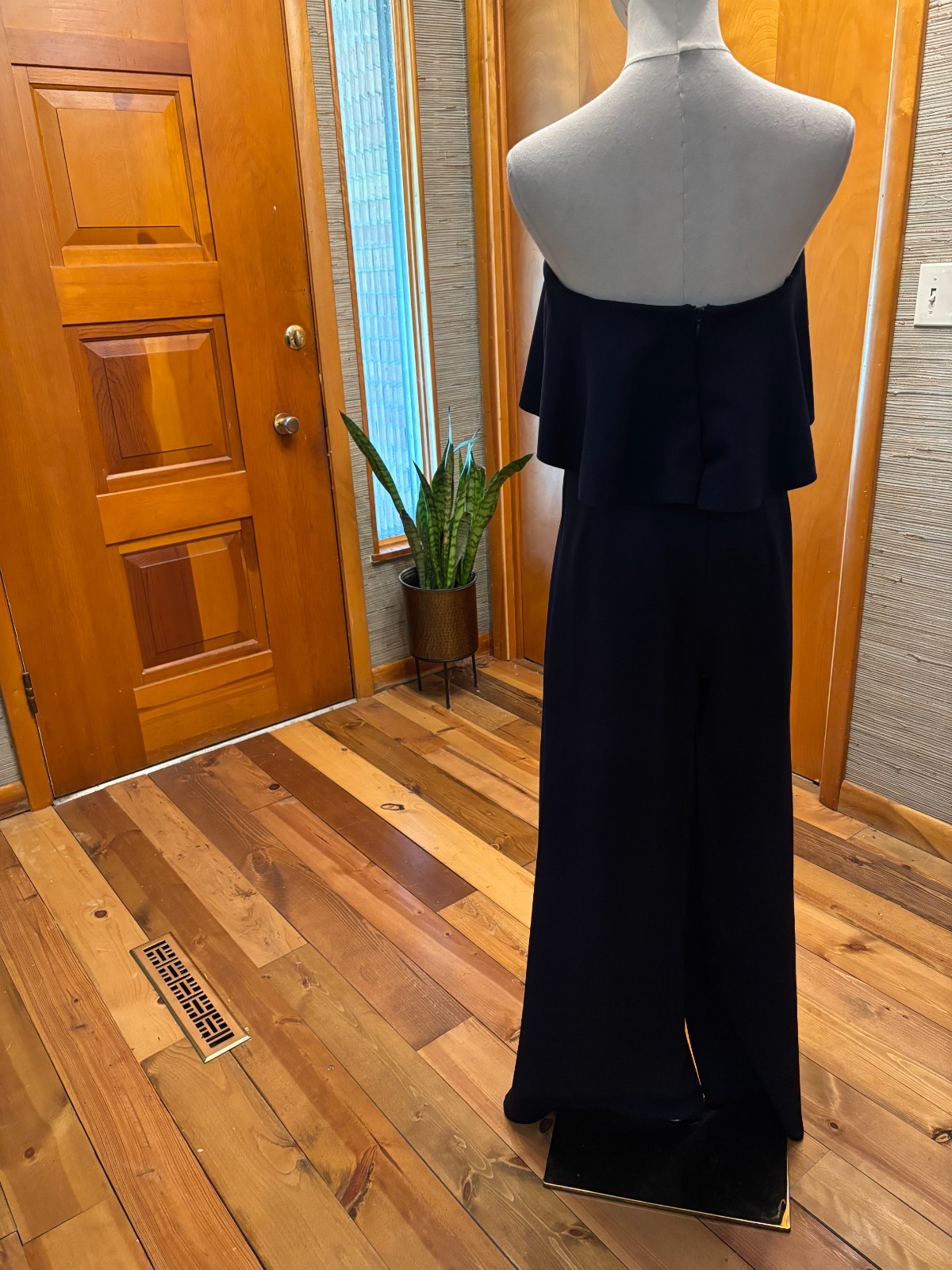 Vintage 70’s Miss Selfridge Navy Blue Formal Strapless One Piece Pantsuit Size 6