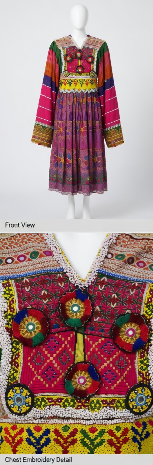 Vintage Afghan Kuchi Tribal Dress Hand Embroidered Mirror Work Boho Ethnic Nomad