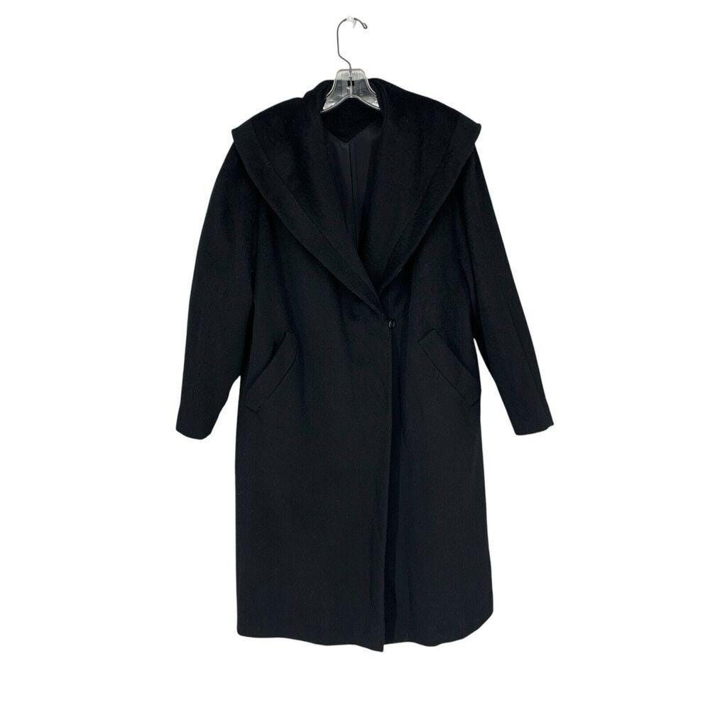 Vintage 40’s Worumbo Woolen Midi Coat Womens XL Wrap Black Back Button Luxury