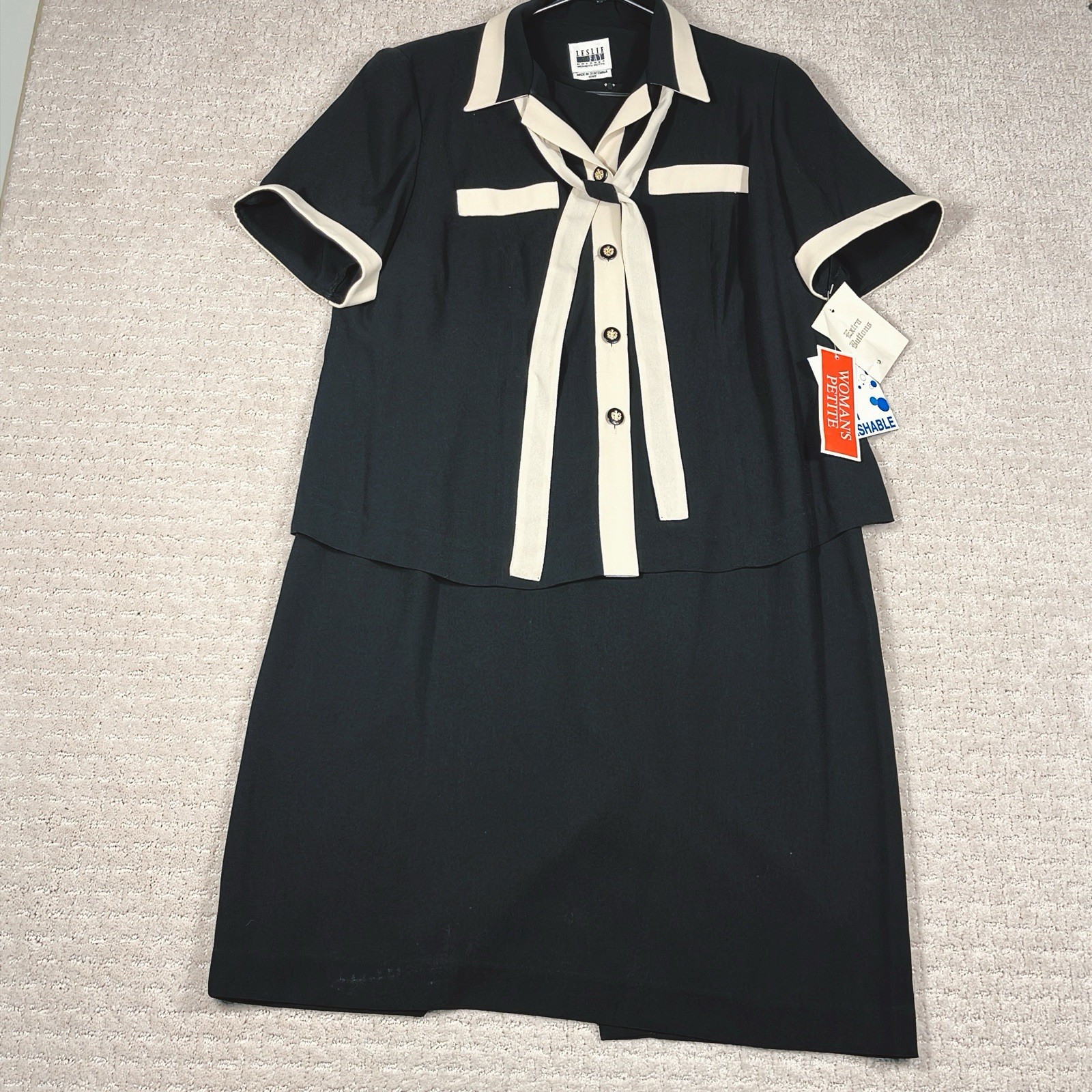 NWTS Vintage Leslie Fay 2 Piece Set Dress & Jacket Women’s Petite 16P With Sash