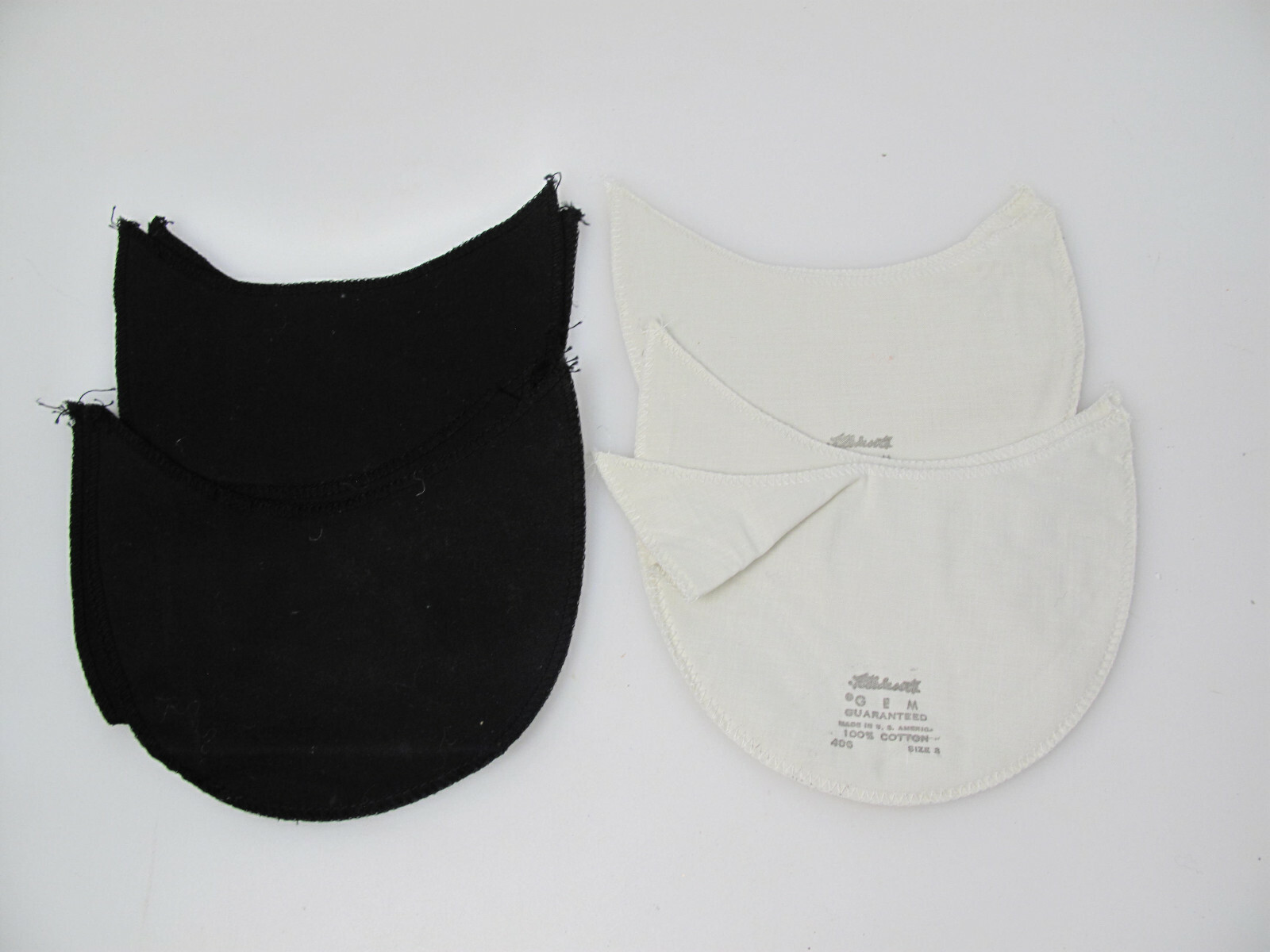 Vintage New #406 2 pr Kleinert’s Sew-In Dress Shields Black /White Cotton Size 3