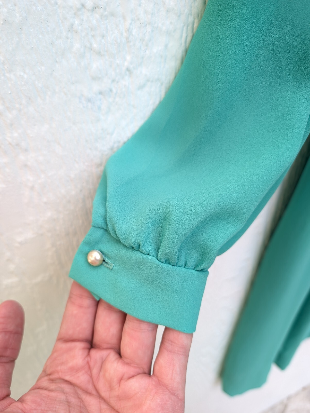 Vintage 60s Henry Lee Union Made Green Flowy Sheer Chiffon Dress Size Medium