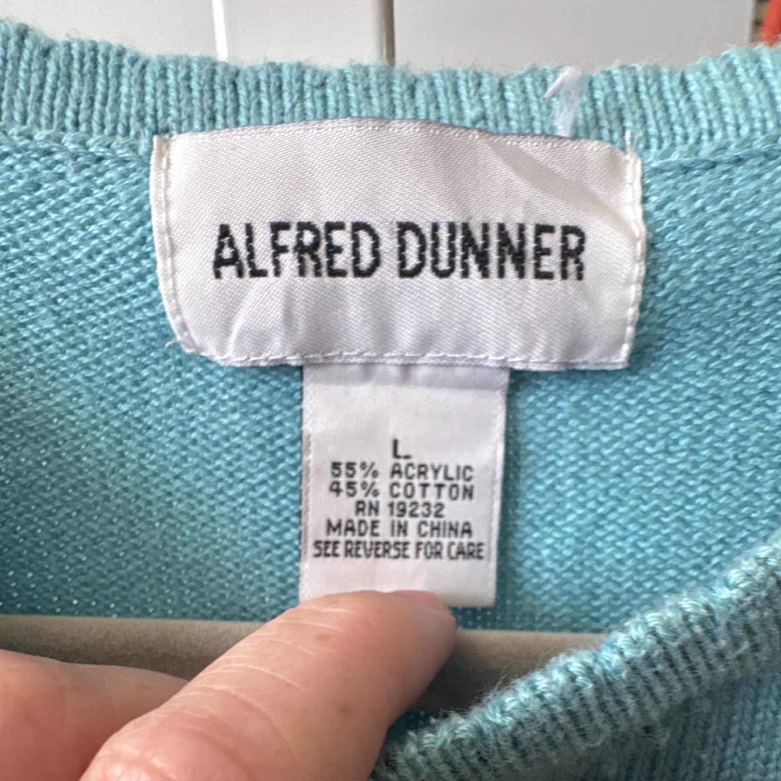 Alfred Dunner Floral Embroidered Knit Top Blue Pink Green Acrylic Cotton Size L