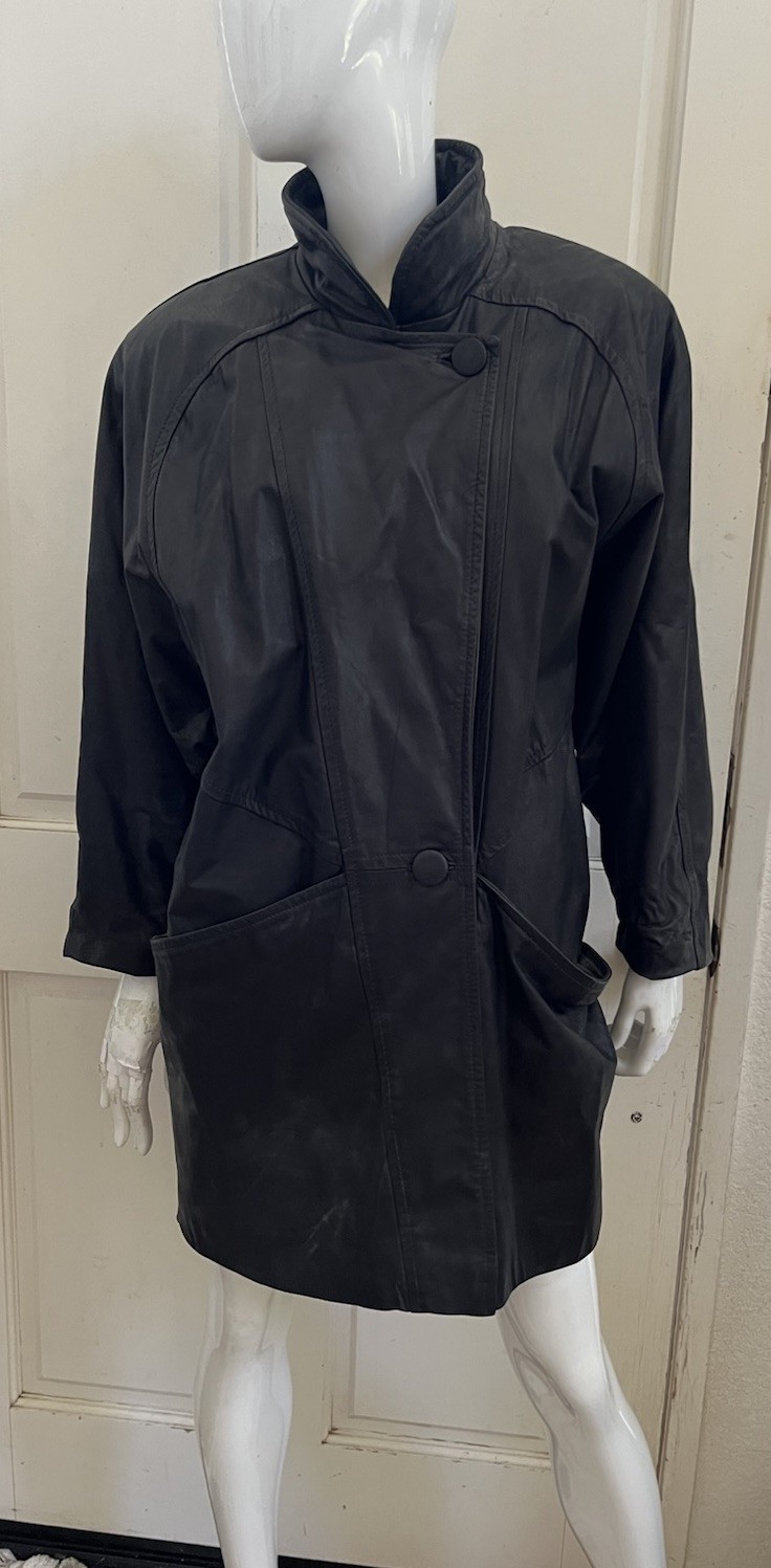 GINO DI GIORGIO by COMINT VINTAGE ’80’s Black GLAM ROCK Leather Coat Sz L