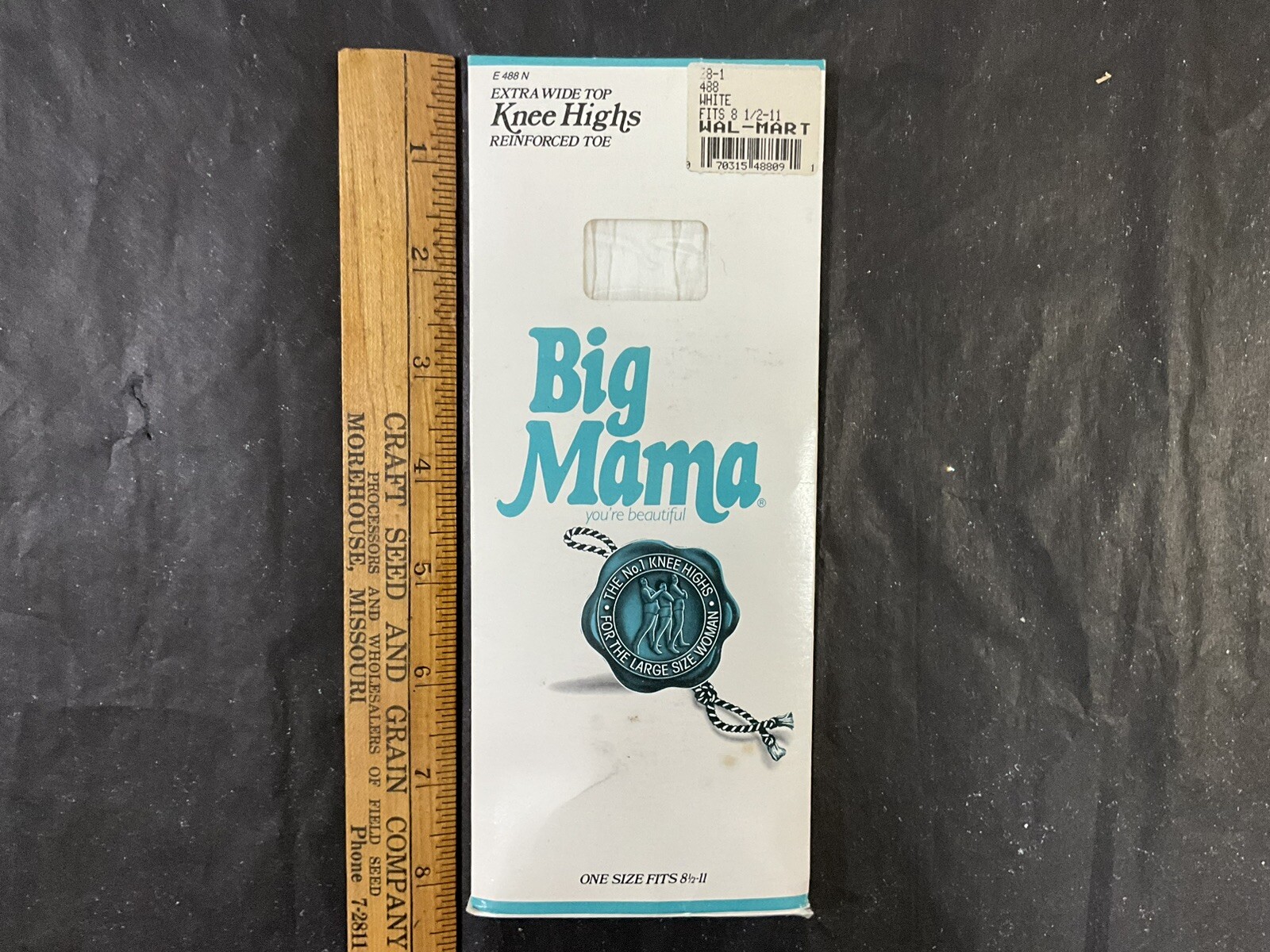 Vintage Pair Of Big Mama Extra Wide Top Knee Highs Reinforced Toe NOS White