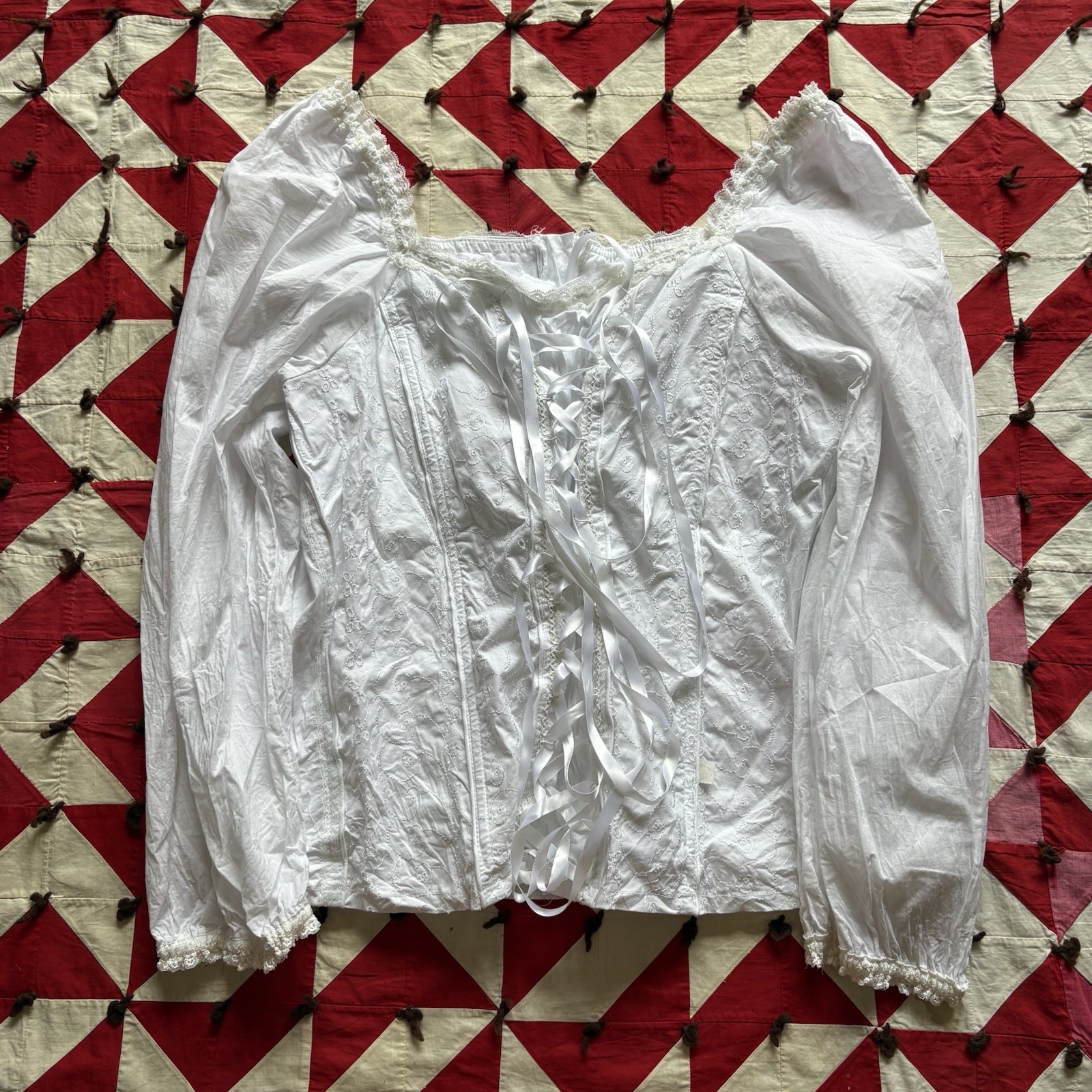Vintage Y2K Tripp NYC Corset Top Women’s Long Sleeve White Goth