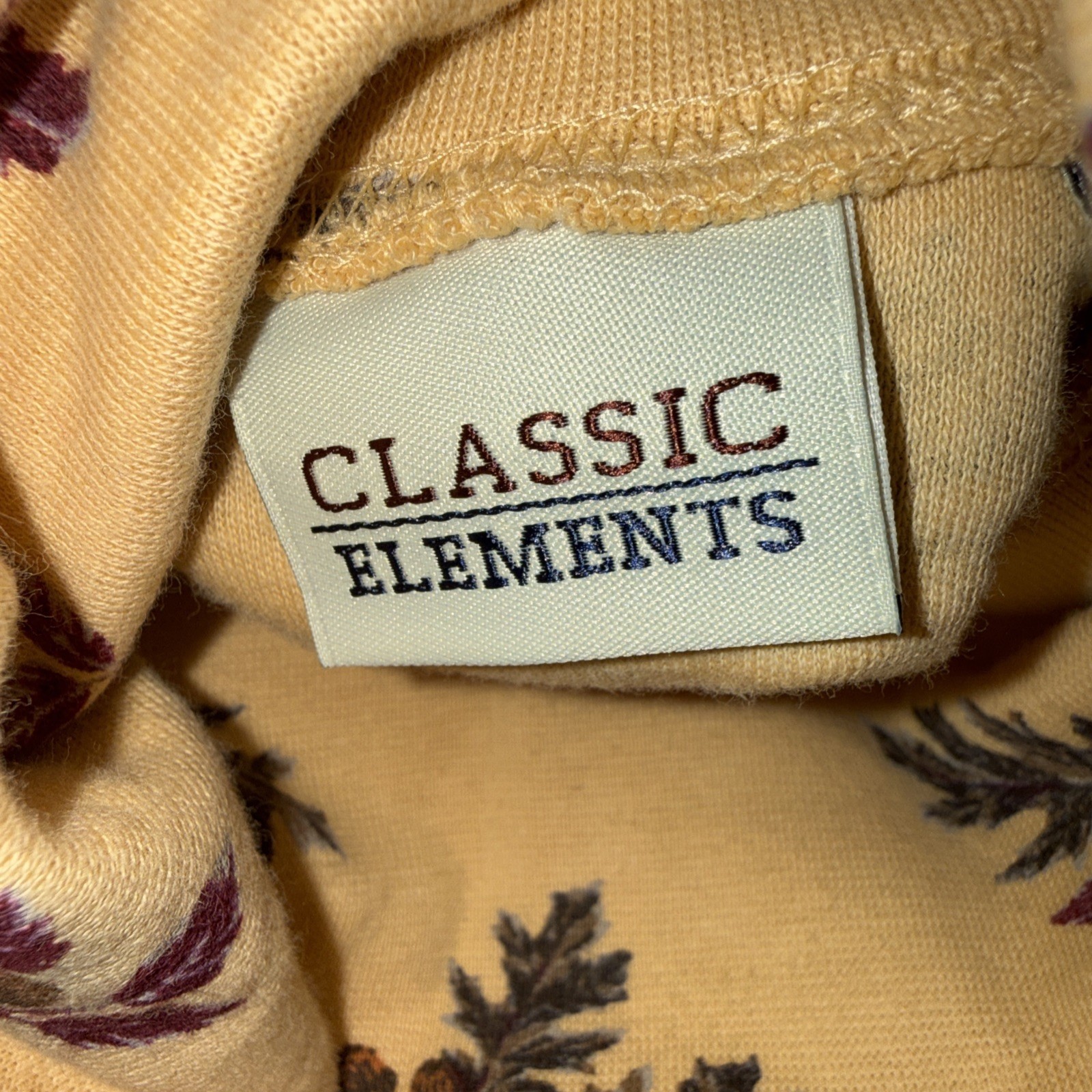 VTG 90s Classic Elements Sears Fall Leaf Turtleneck Lot 2 Size L Cotton Autumn