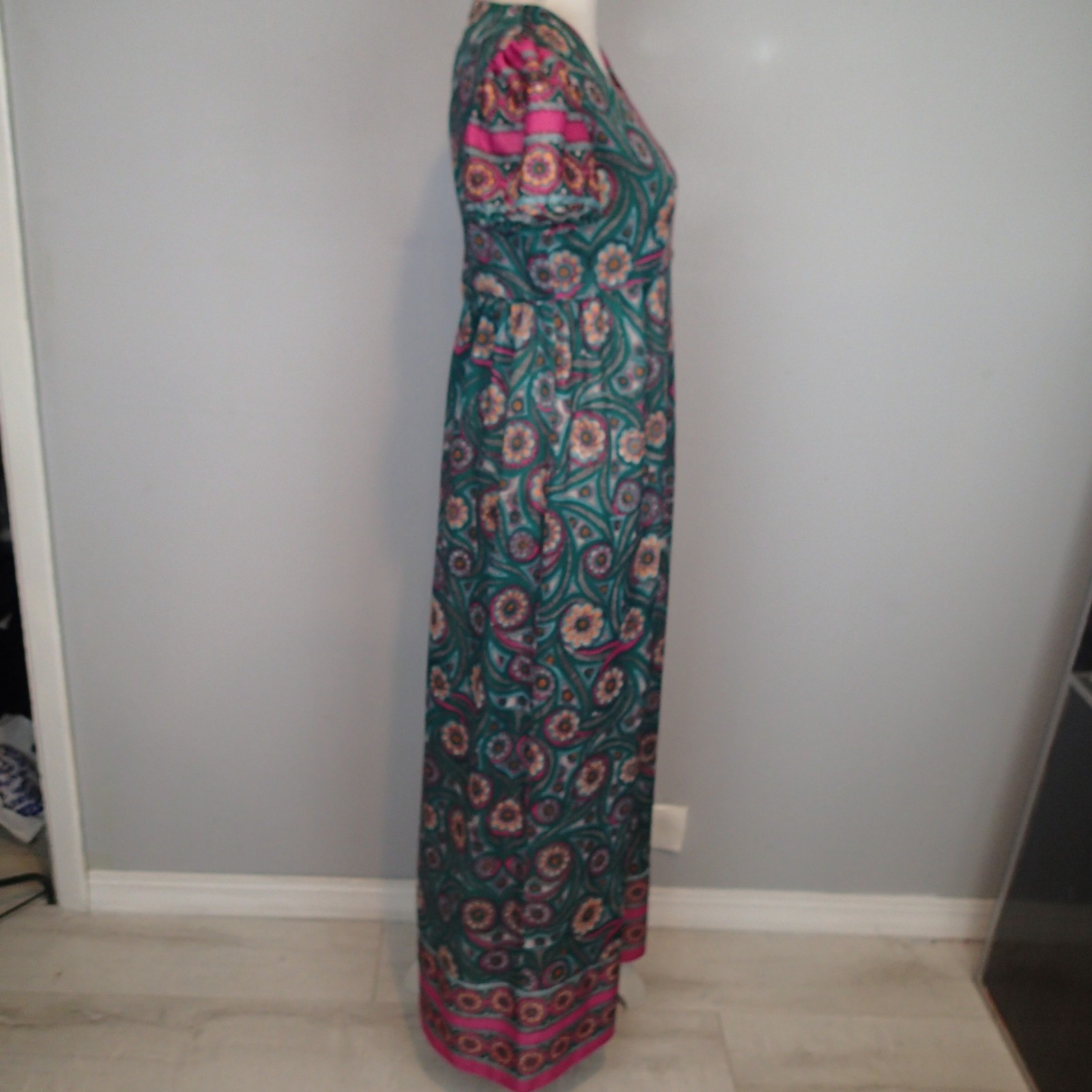 vtg Hoot Owl Groovy Floral maxi Dress sz 13 m/l 70s Chic Prairie Festival long